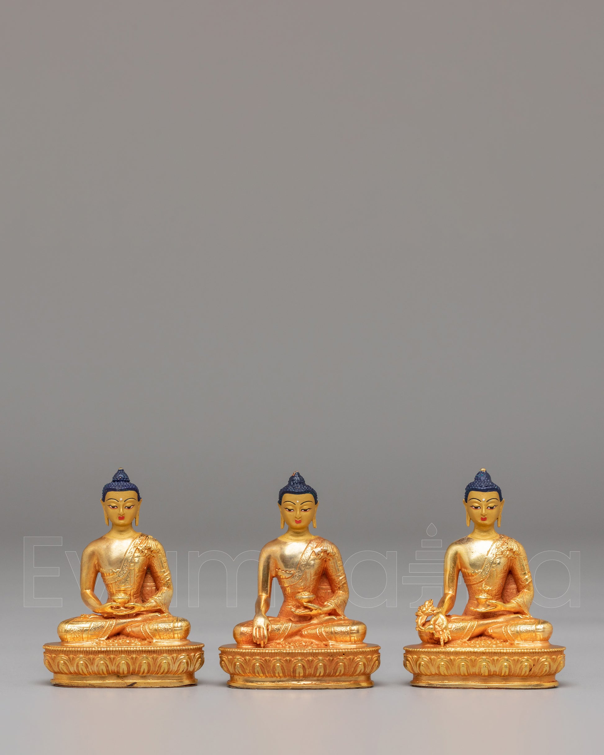 Handcrafted Three Buddhas Figurine 