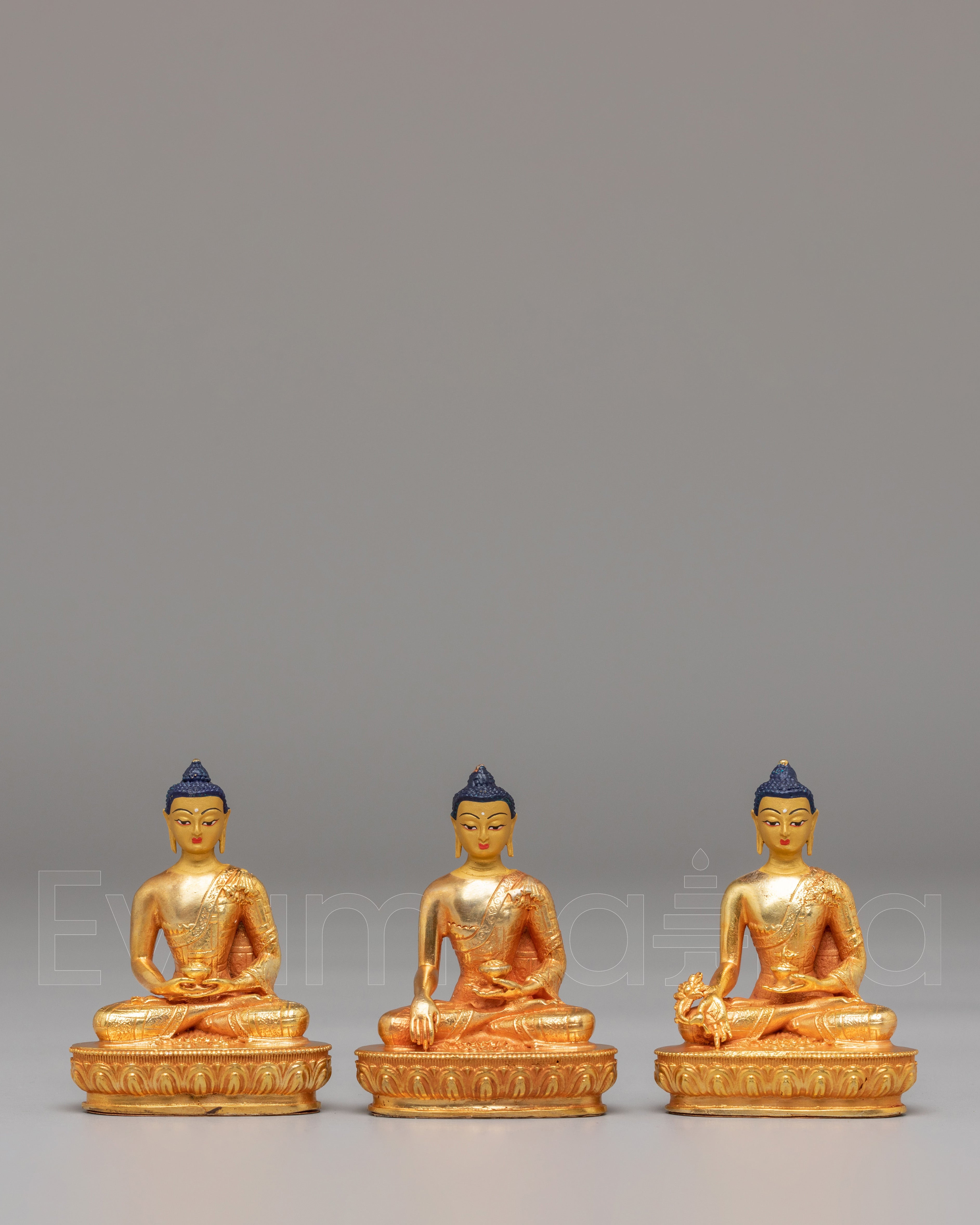 Handcrafted Three Buddhas Figurine 