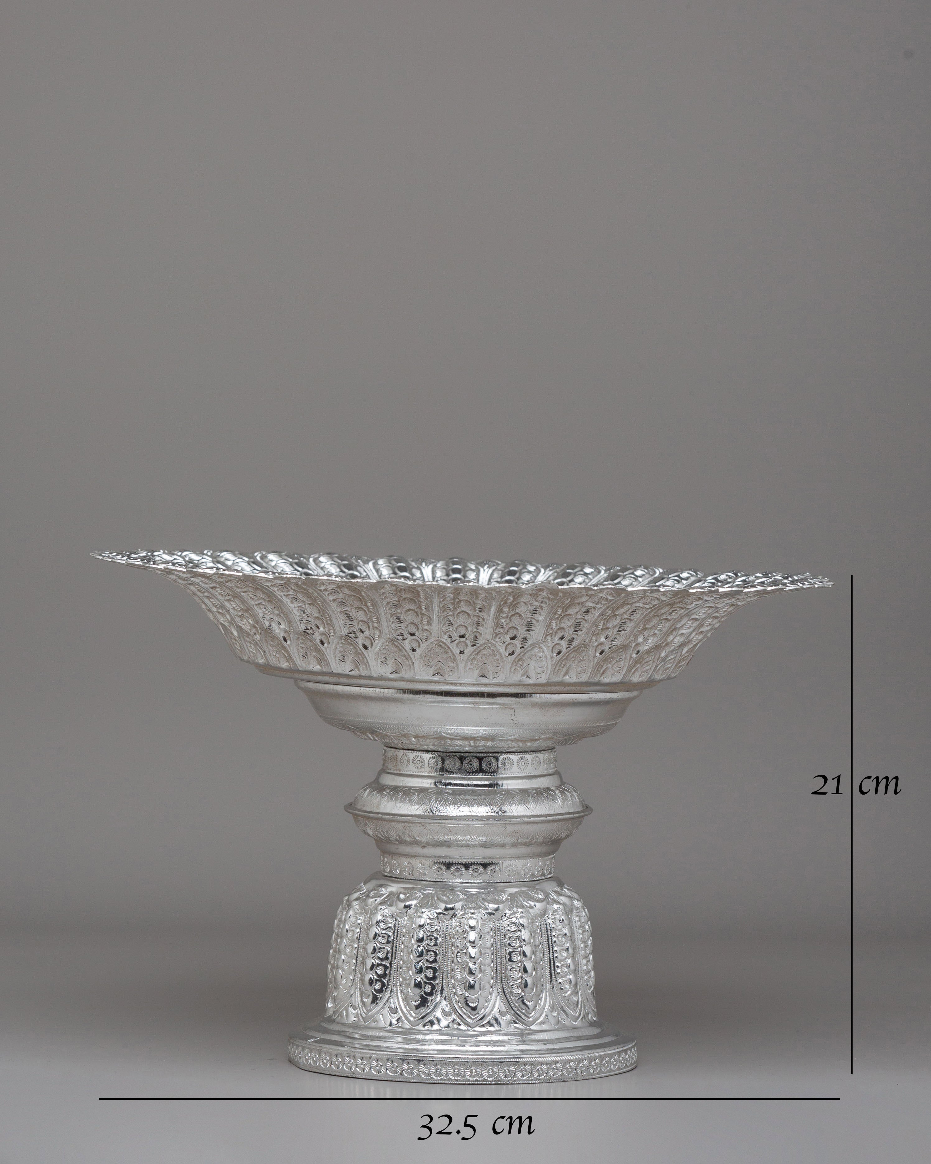 Silver Ritual Tika Thali | Traditional Altar Plate for Meditation