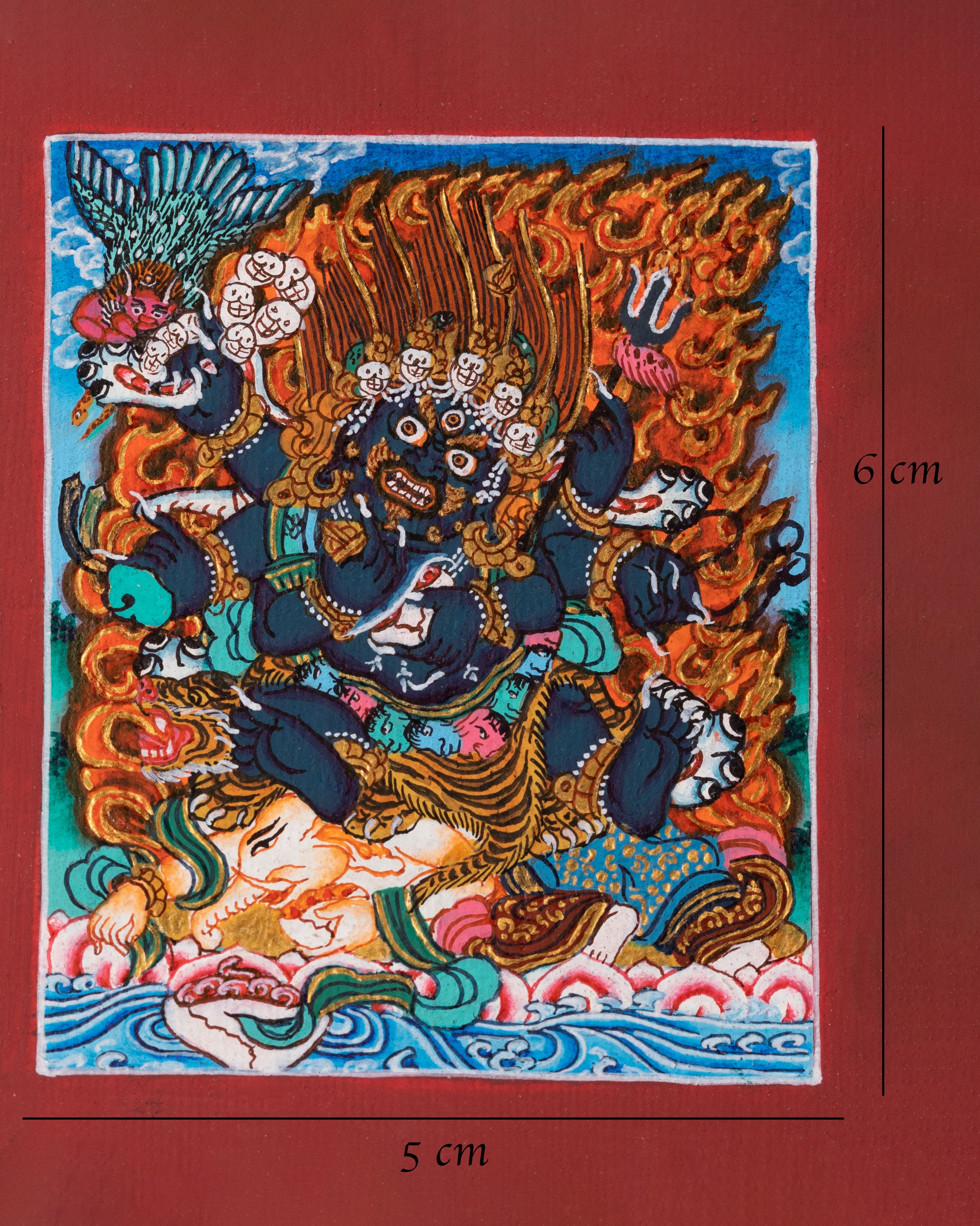 Six-Armed Mahakala Thangka for Locket | Miniature Art