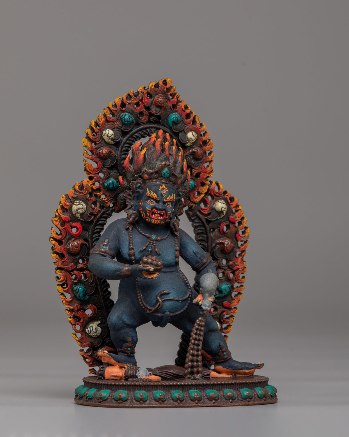 Handcrafted Black Dzambhala Spiritual Statue | Tibetan Protector Deity