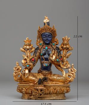 Green Tara Statue : Female Deity of Love and Compassion