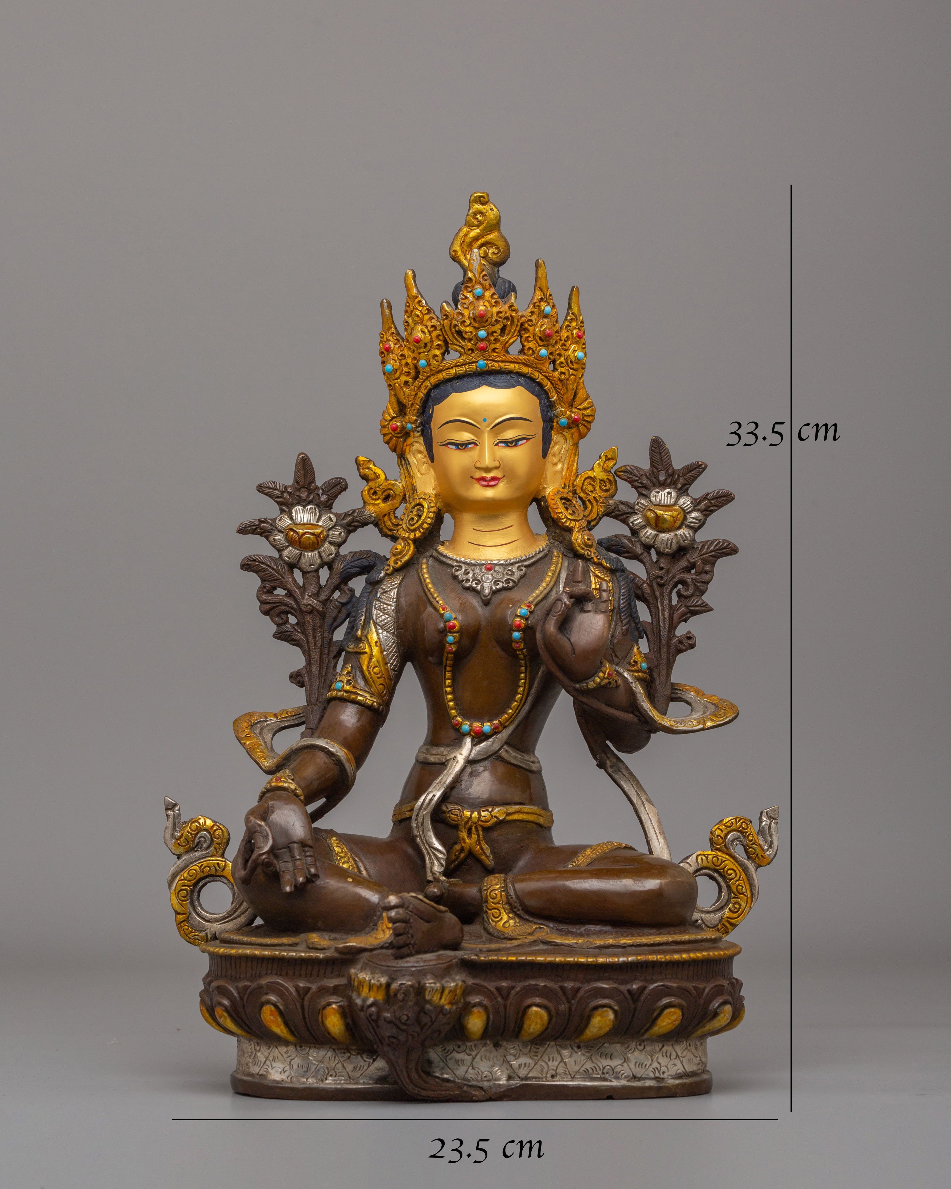 Tibetan Goddess Green Tara Statue | Handmade Artwork of Compassion