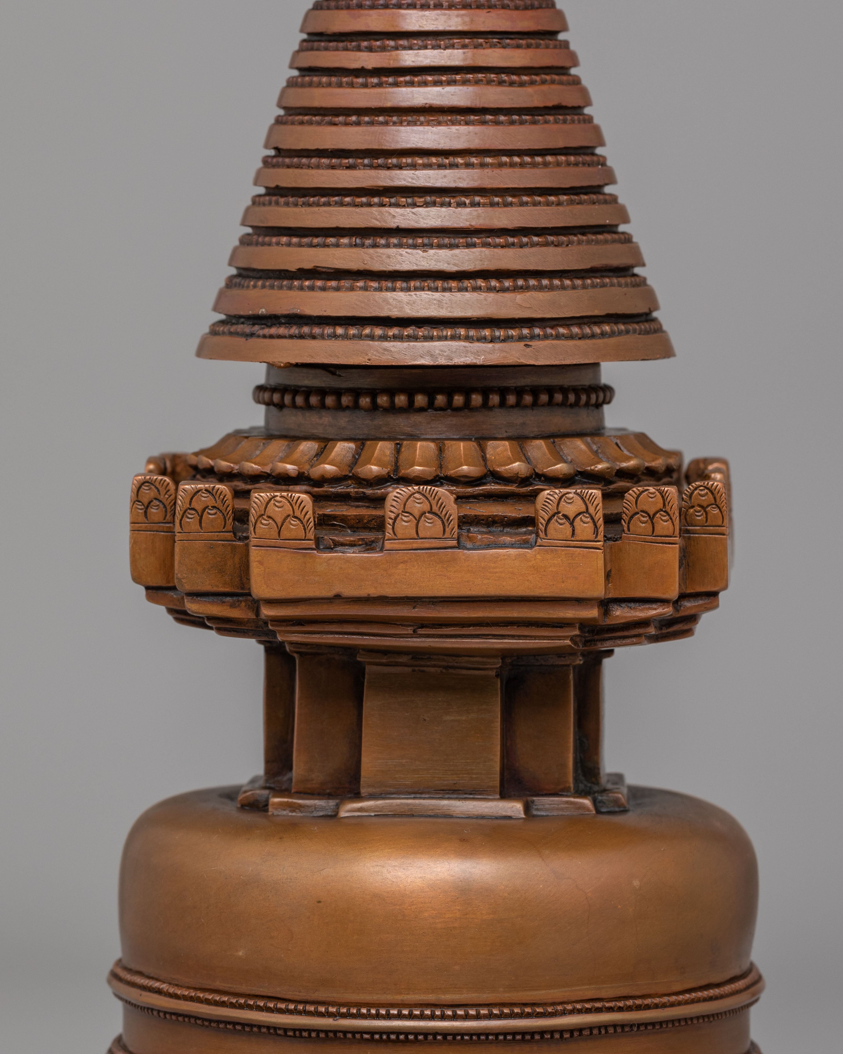 Traditional Altar Kadampa Stupa | Handcrafted Copper Sacred Statue