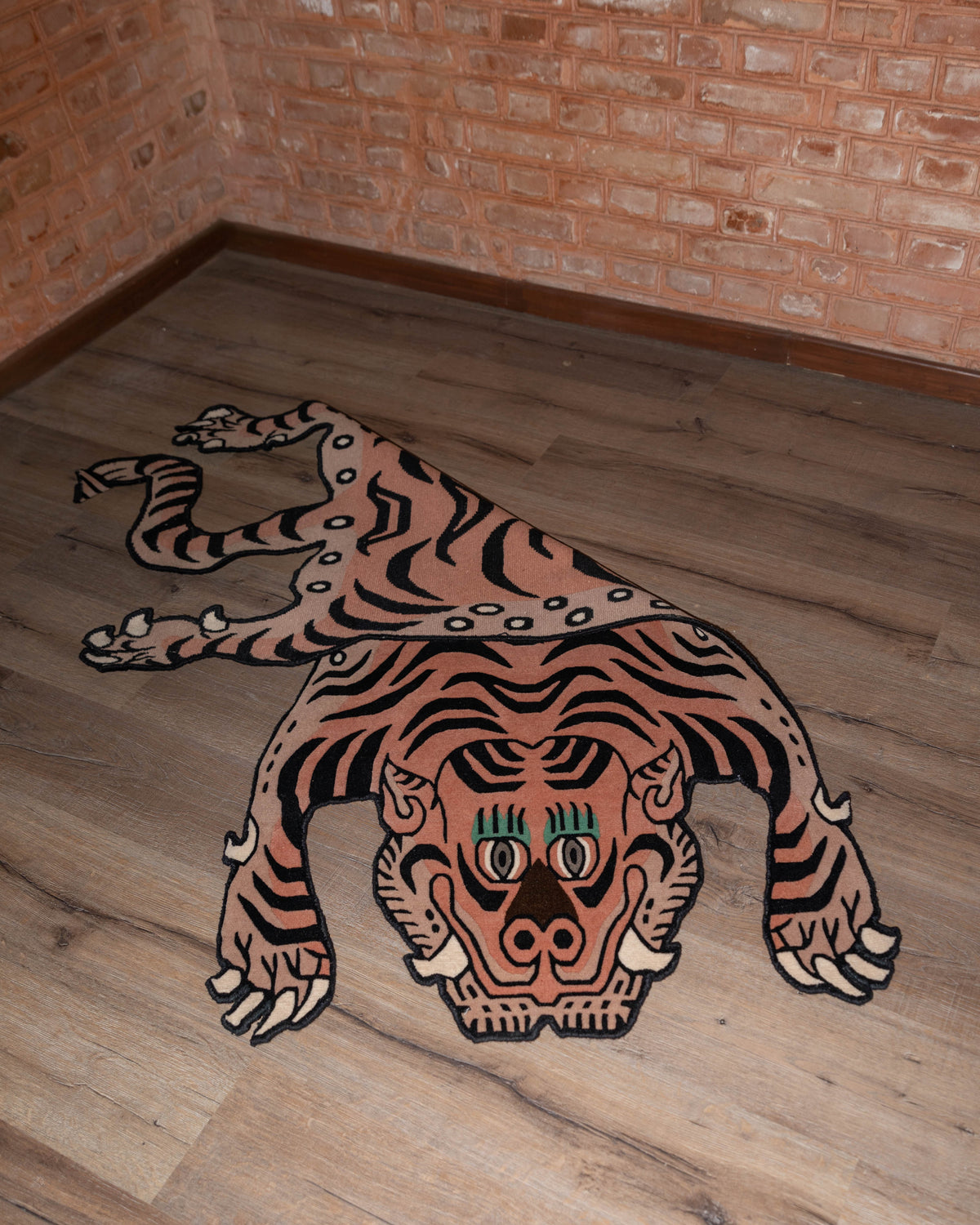 Decorative Handwoven Tiger Rug | Tibetan & New Zealand Wool with Viscose Accents