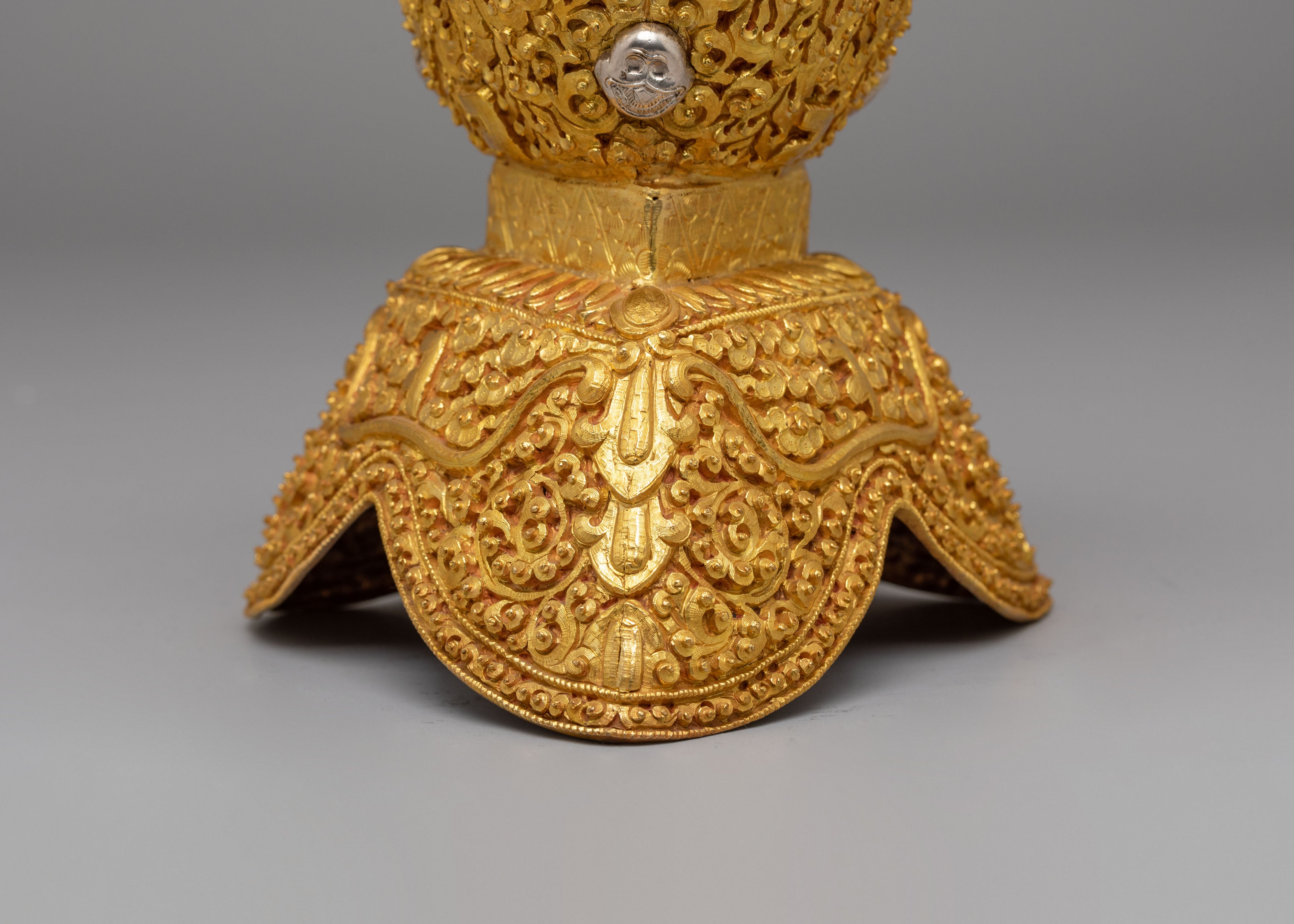 Tibetan Ritual Skull Cups for Altar | Gold and Silver Plated Kapala Set