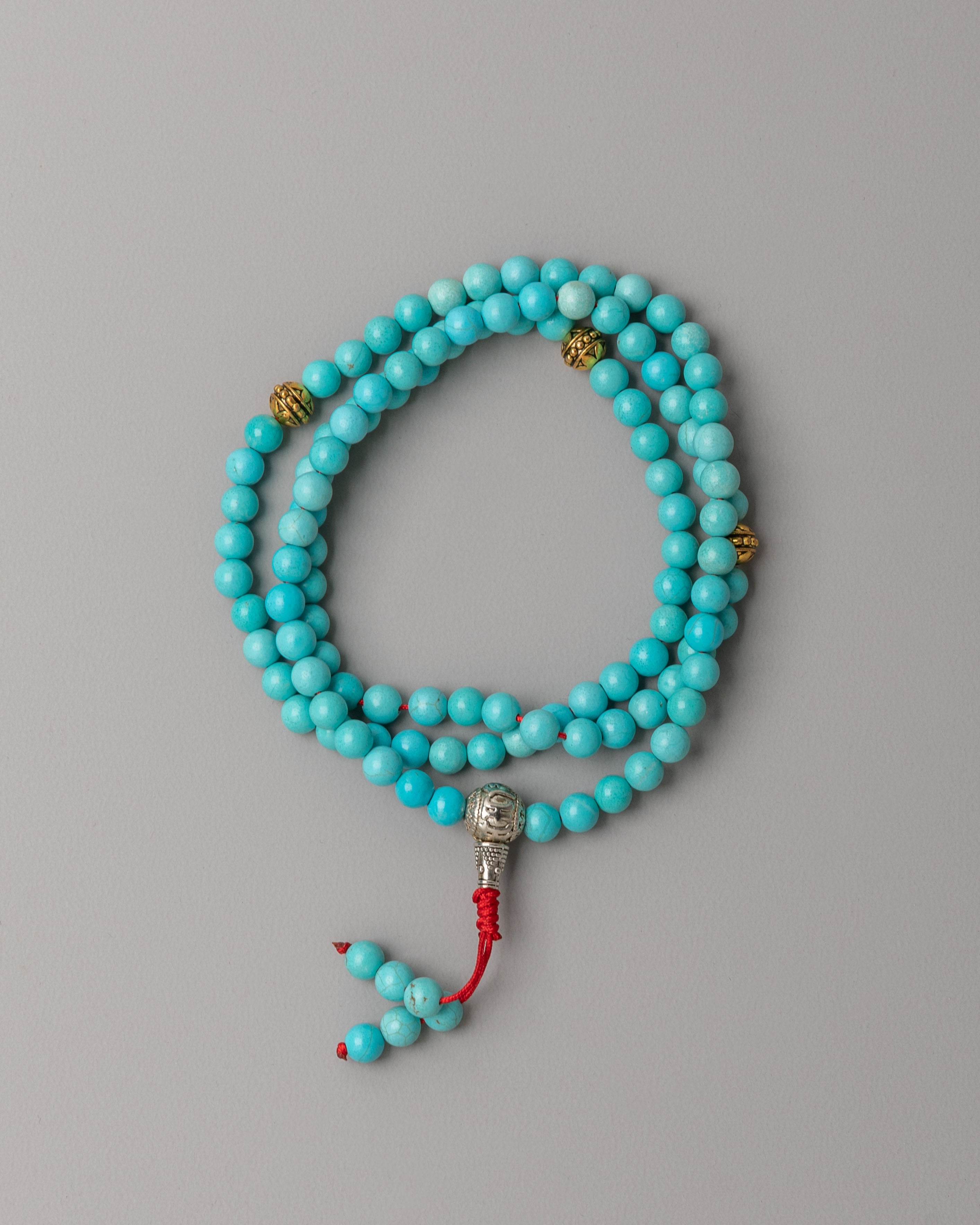 Turquoise Prayer Mala | Handmade Tibetan Beads