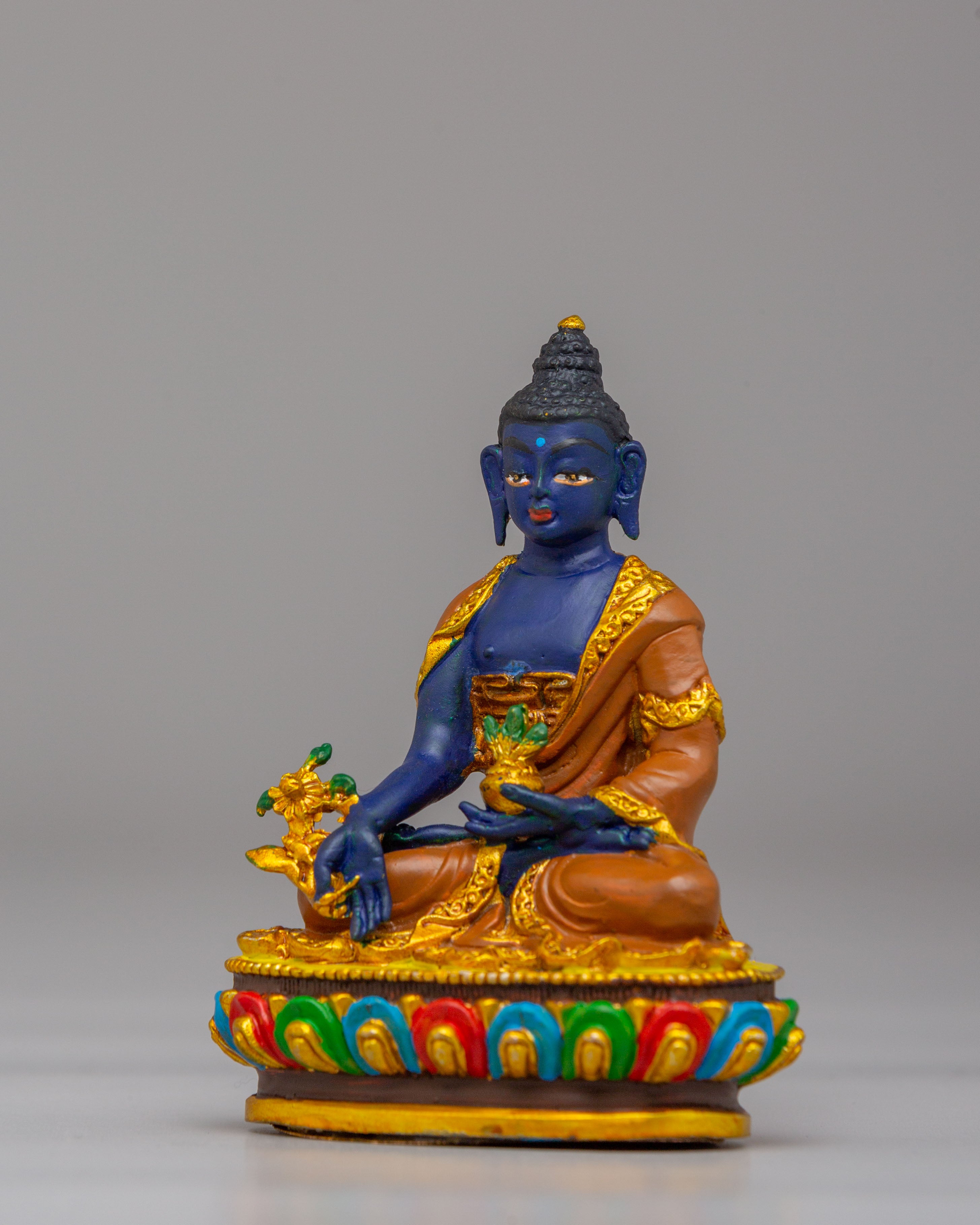 Handmade Medicine Buddha Statue | Gold and Copper Buddhist Decor
