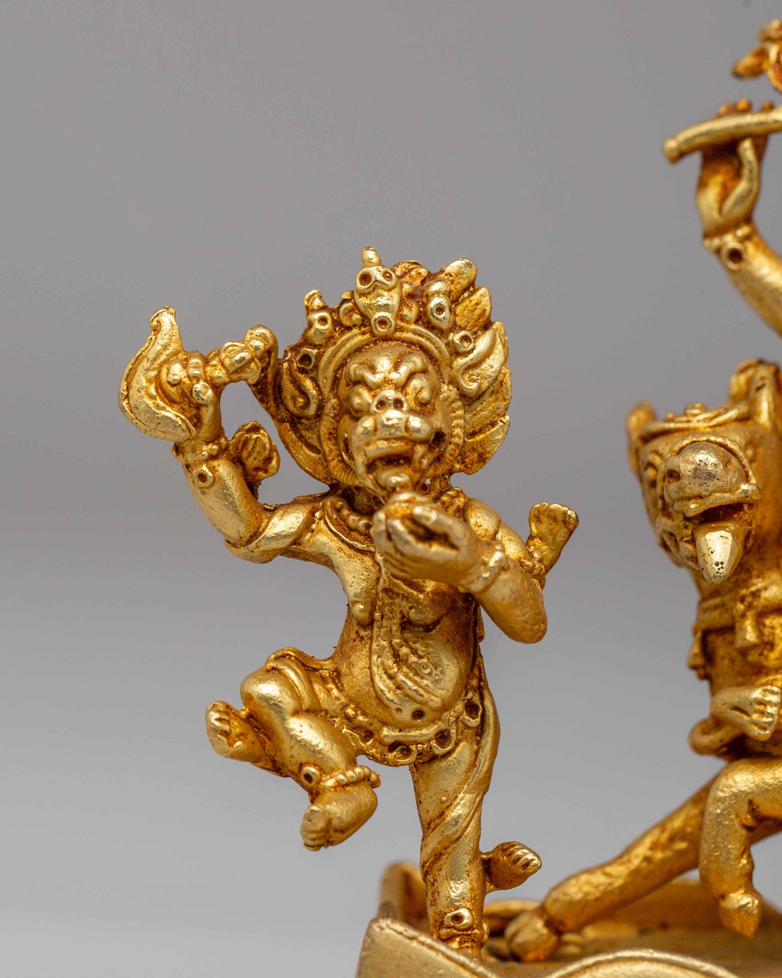 Tibetan Palden Lhamo Statue | Handcrafted Gold Plated Copper Art