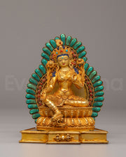 Spiritual Divine Green Tara Statue | Copper Body with 24K Gold Plating