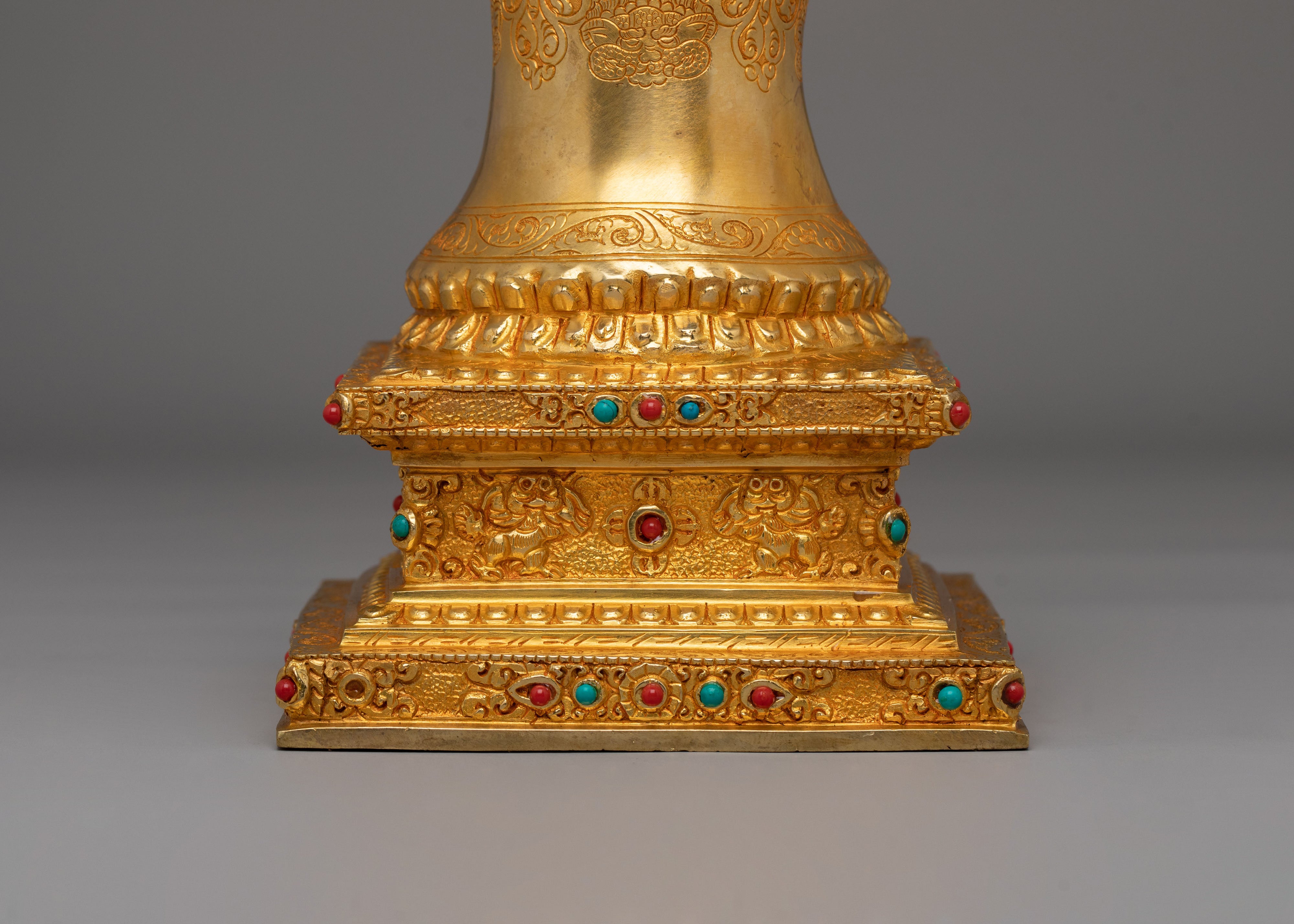 Handmade Parinirvana Stupa | Gold Plated Statue