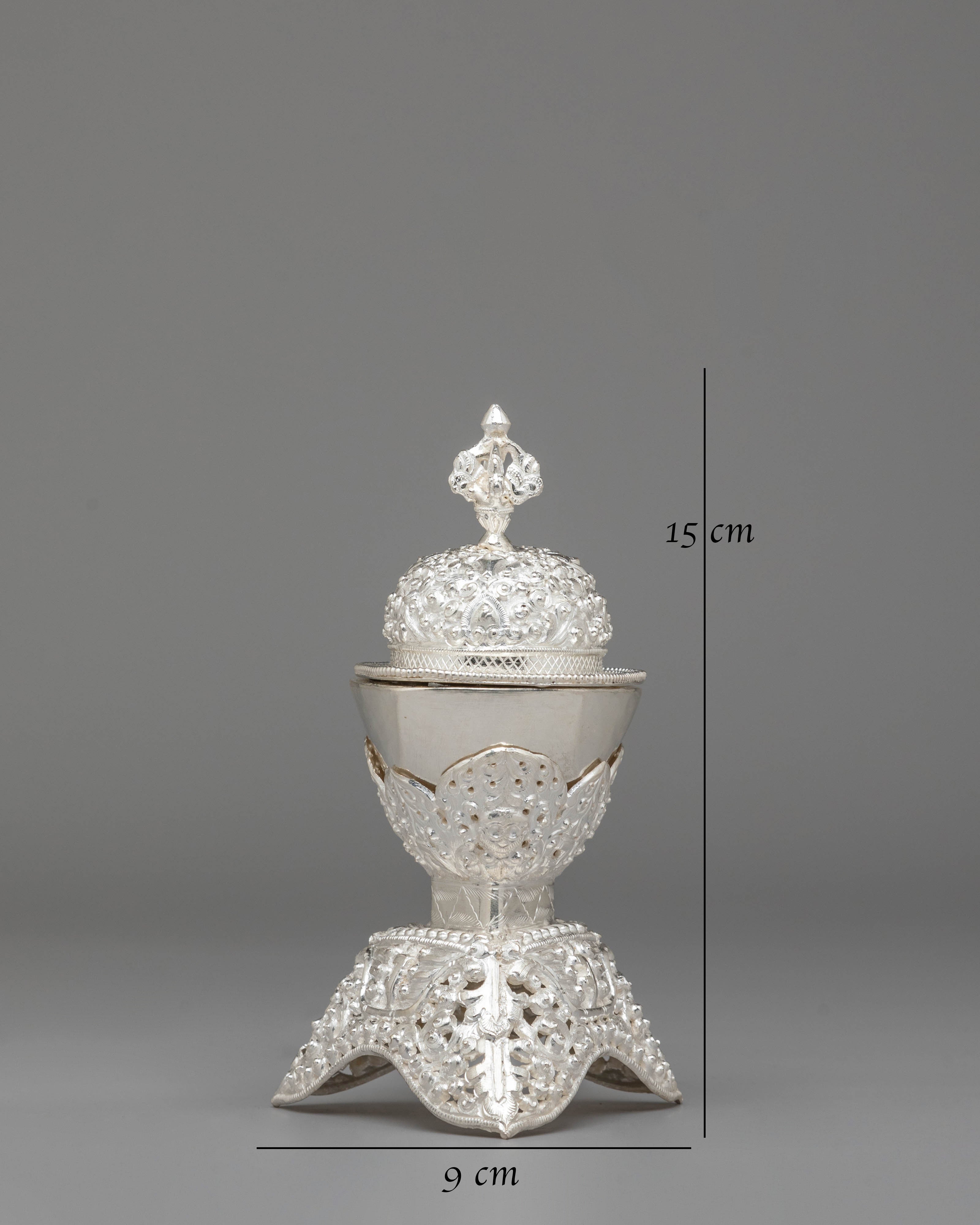 Silver Kapala for Buddhist Rituals | Sacred Offering Vessel