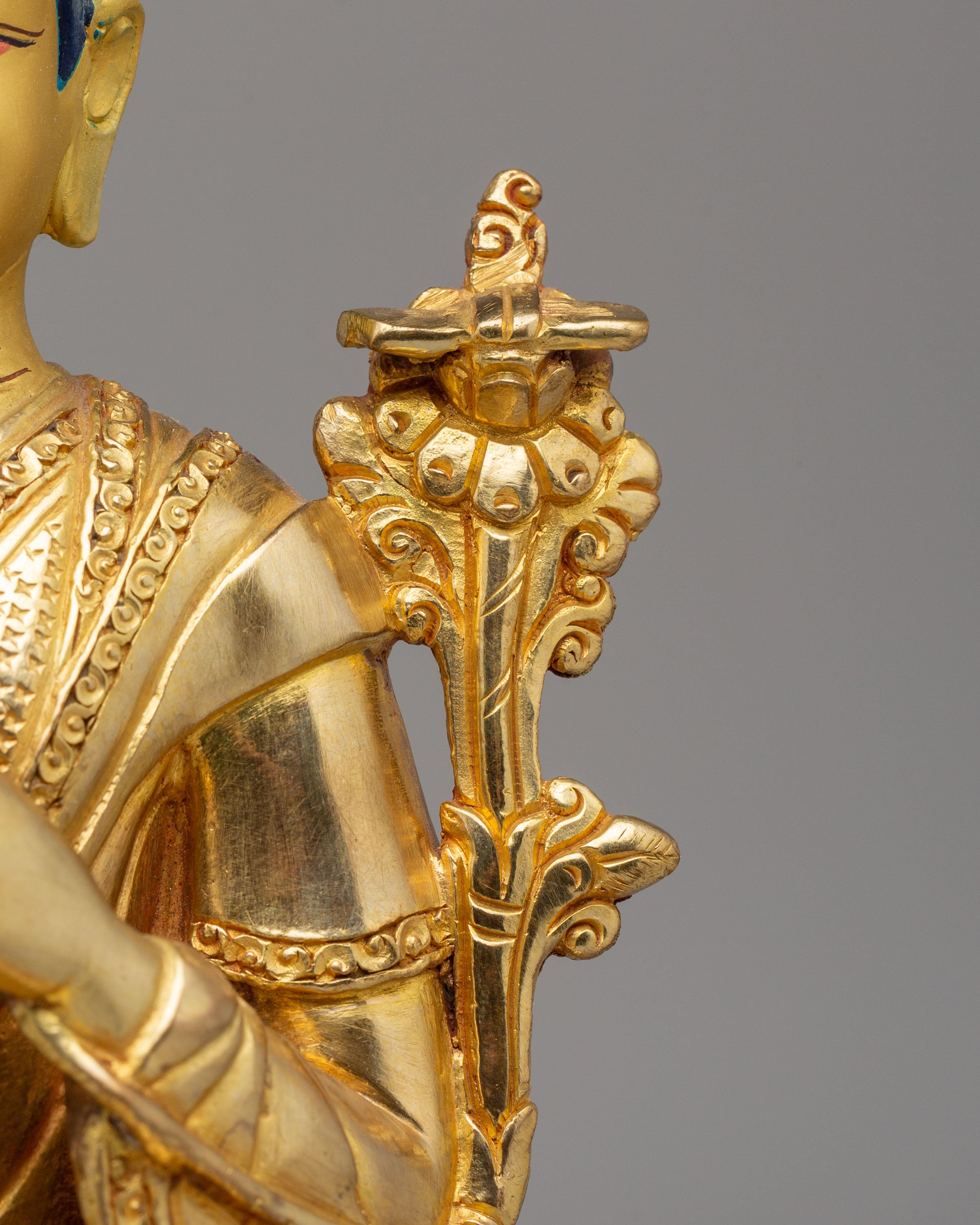 Buddhist Lama Tsongkhapa Set Statue | 24K Gold Plated Buddhist Sculpture