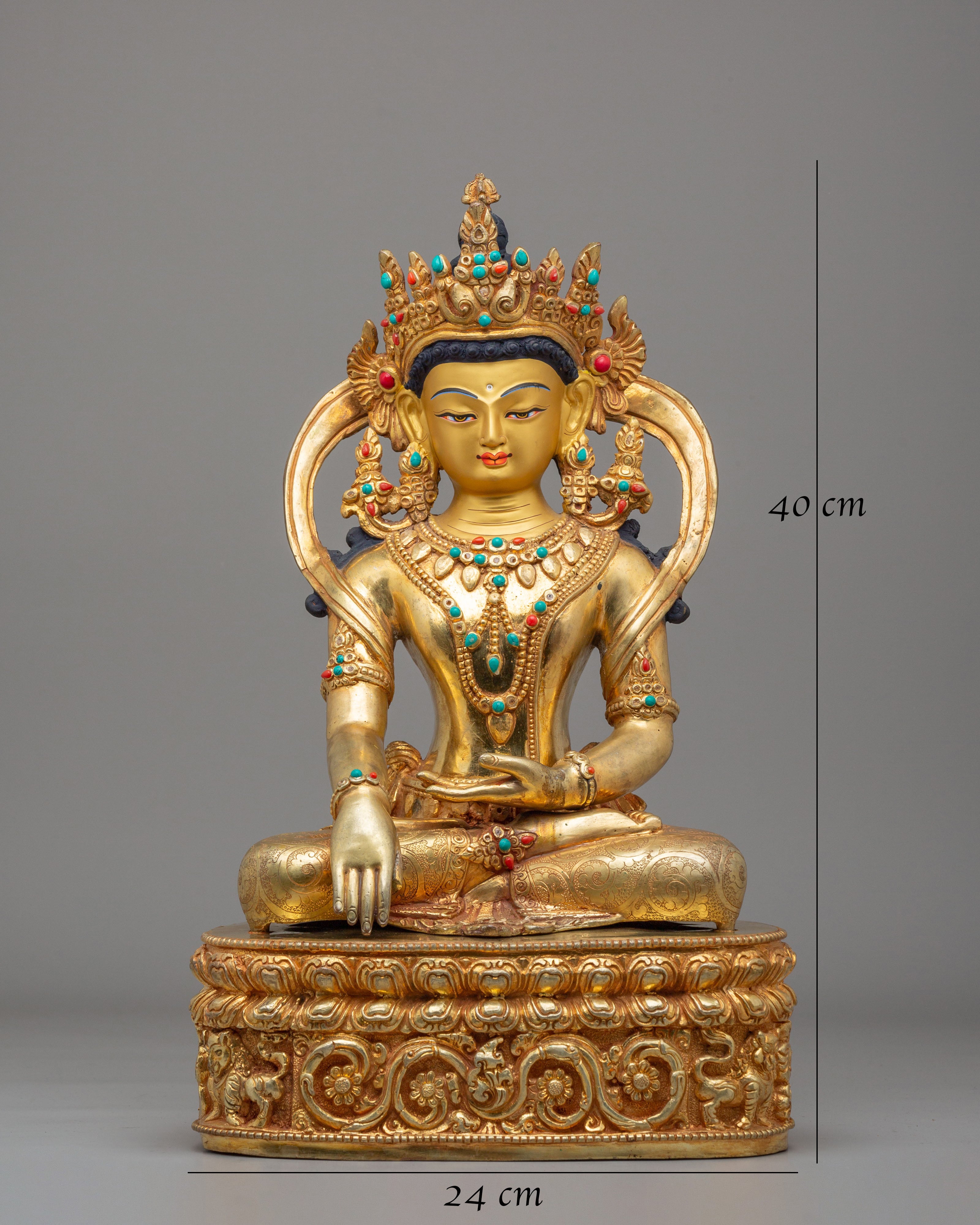 Crowned Shakyamuni Buddha Peaceful Statue | Serene Presence for Your Sacred Space