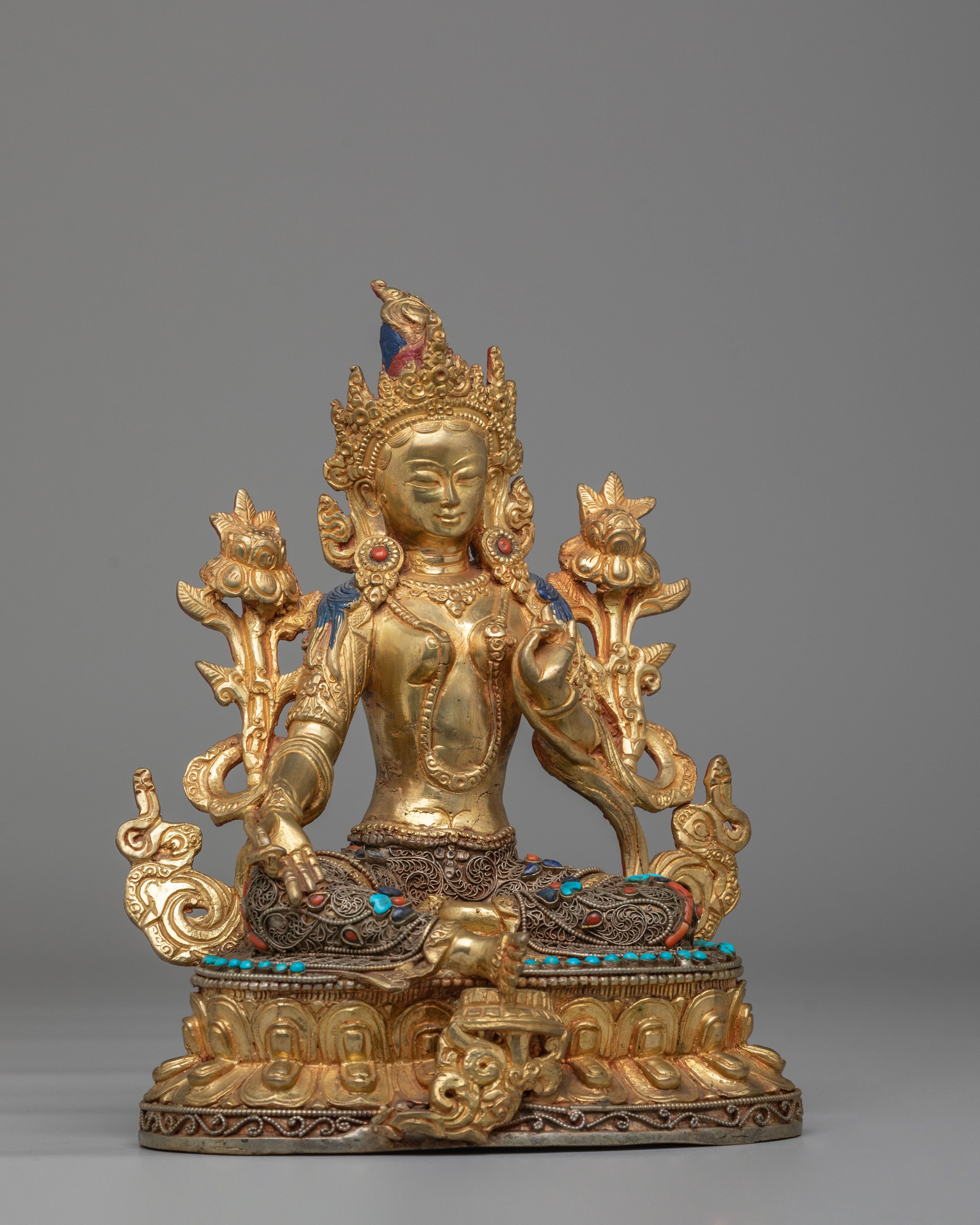 Spiritual Shyama Tara Statue for Altar | Handcrafted Copper Figure