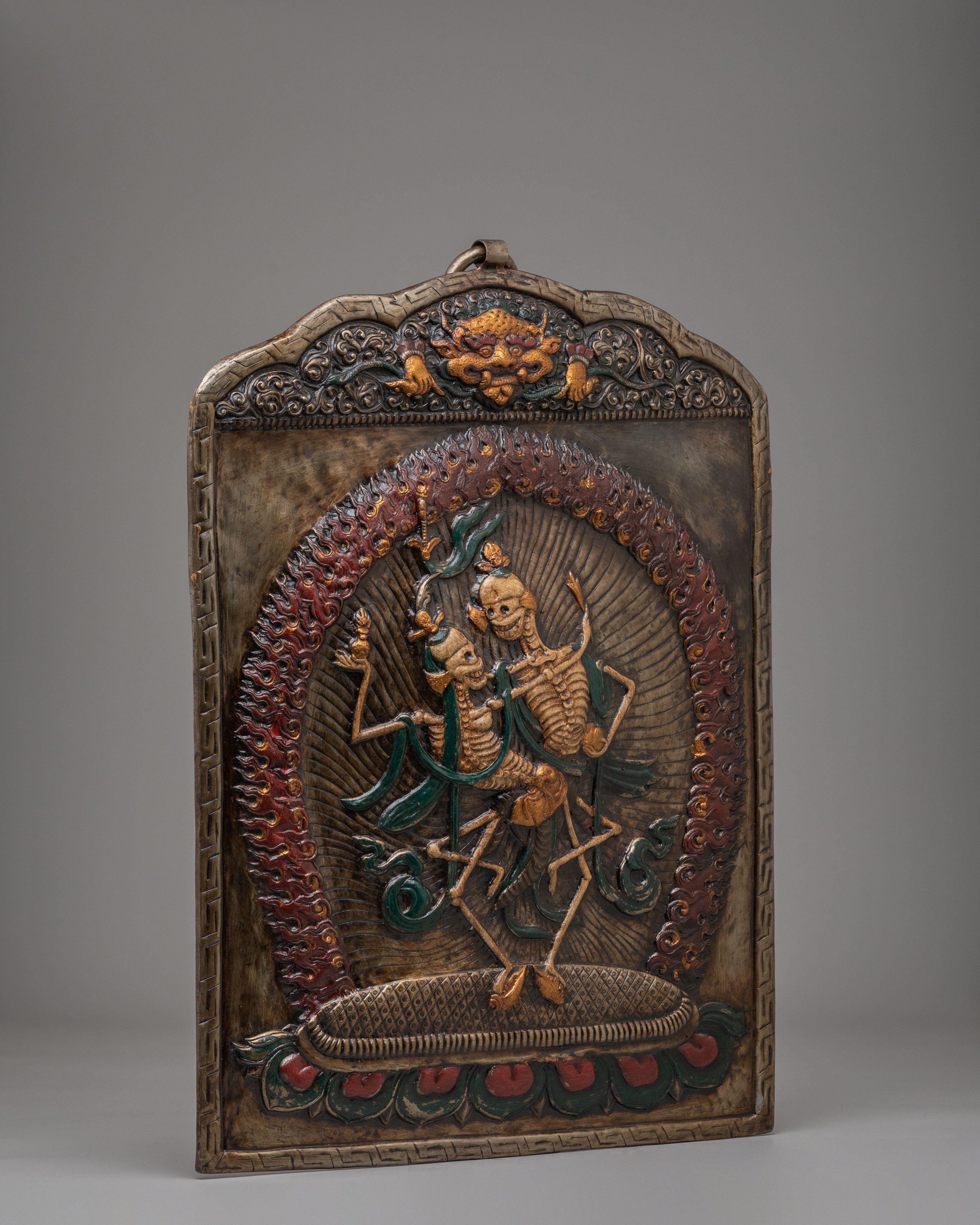 Handmade Buddhist Chittipati Wall Hanging | Sacred Skeleton Dance Artwork