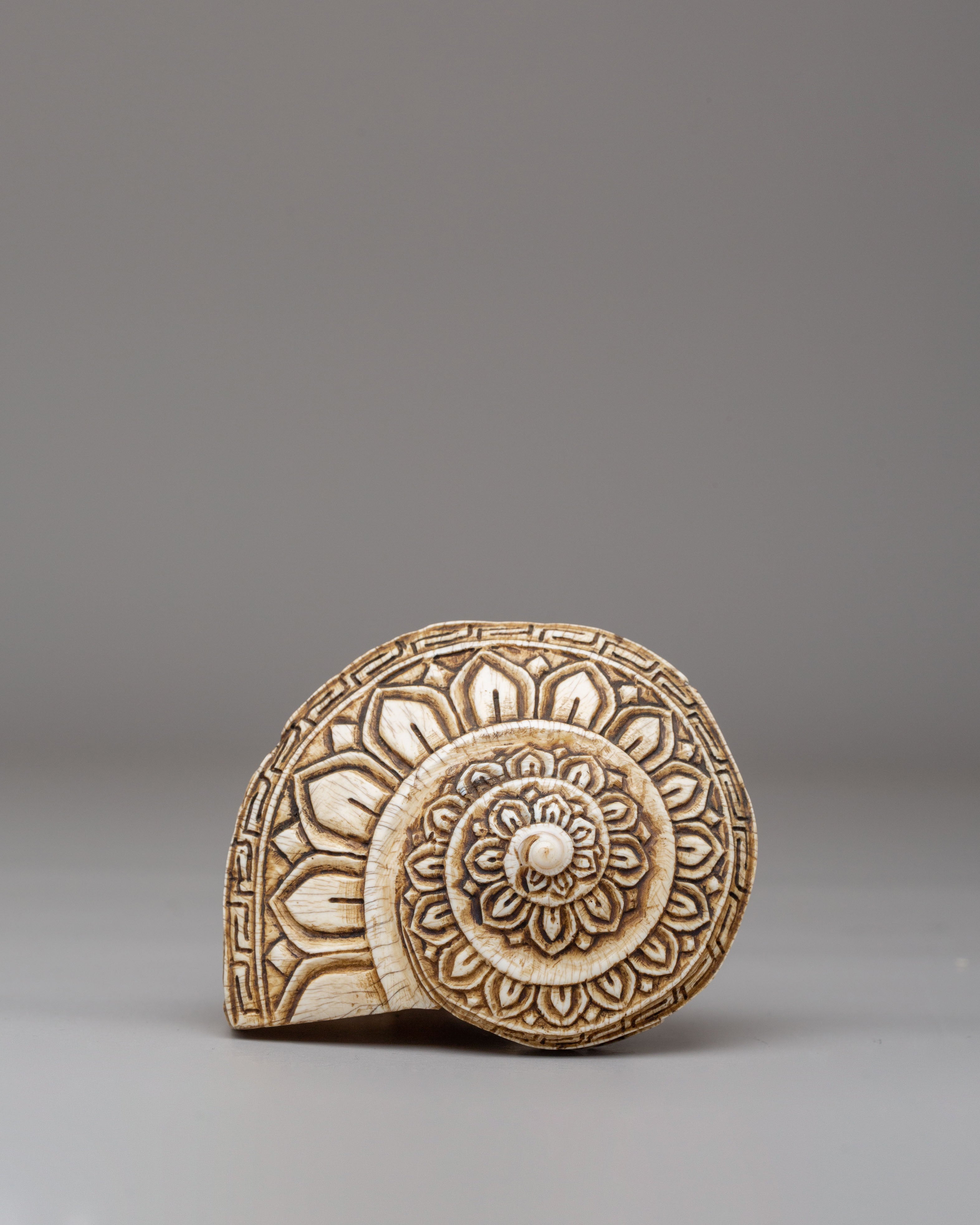 Handmade Conch With Deity Design | Unique Tibetan Artifact