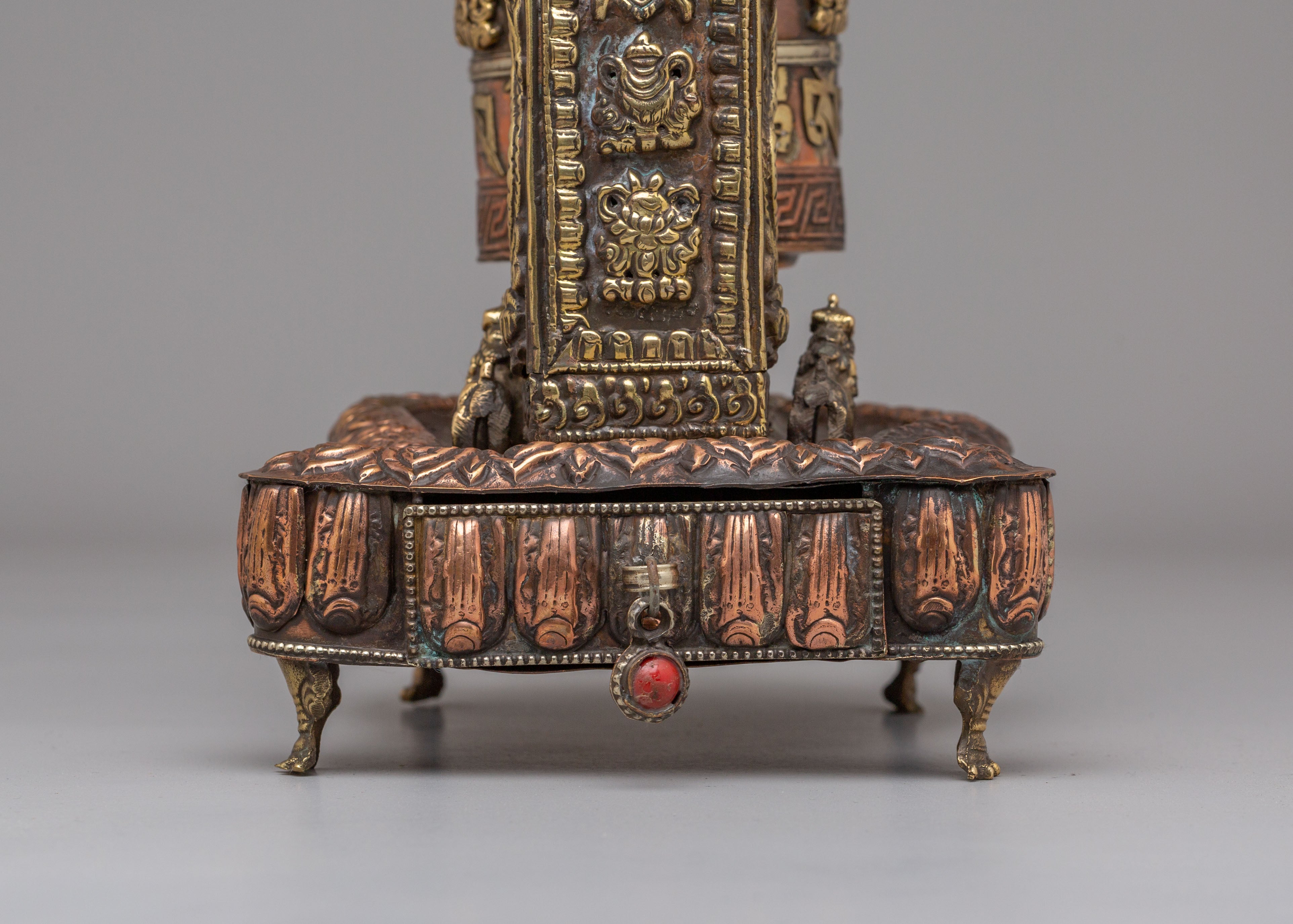 Spiritual Prayer Wheel with Incense Burner | Sacred Tibetan Ritual Object