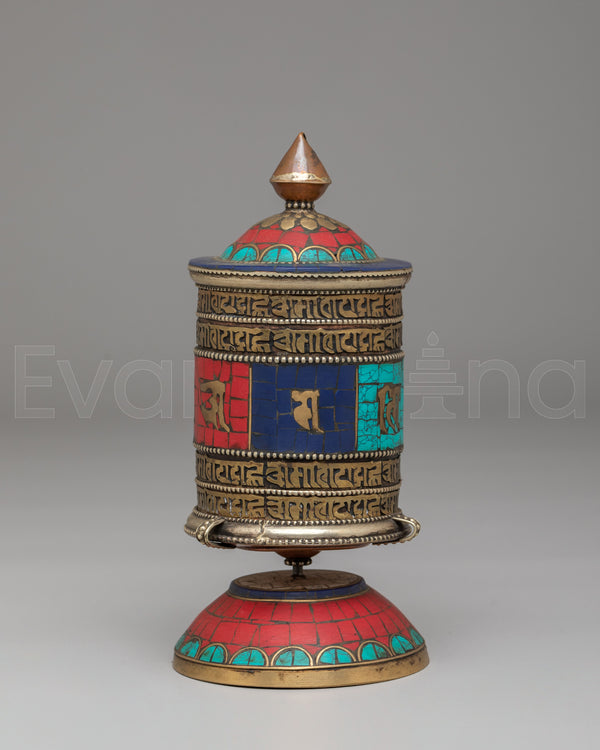 Handcrafted Prayer Wheel for Abundance | Tibetan Mantra Spinner