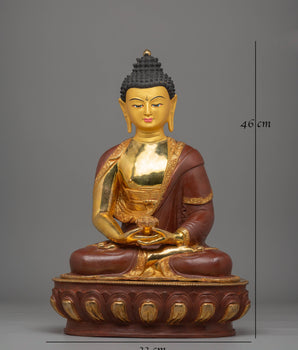 Himalayan Statue of Amitabha Buddha | Electro Gold-Plated Copper with Acrylic Color