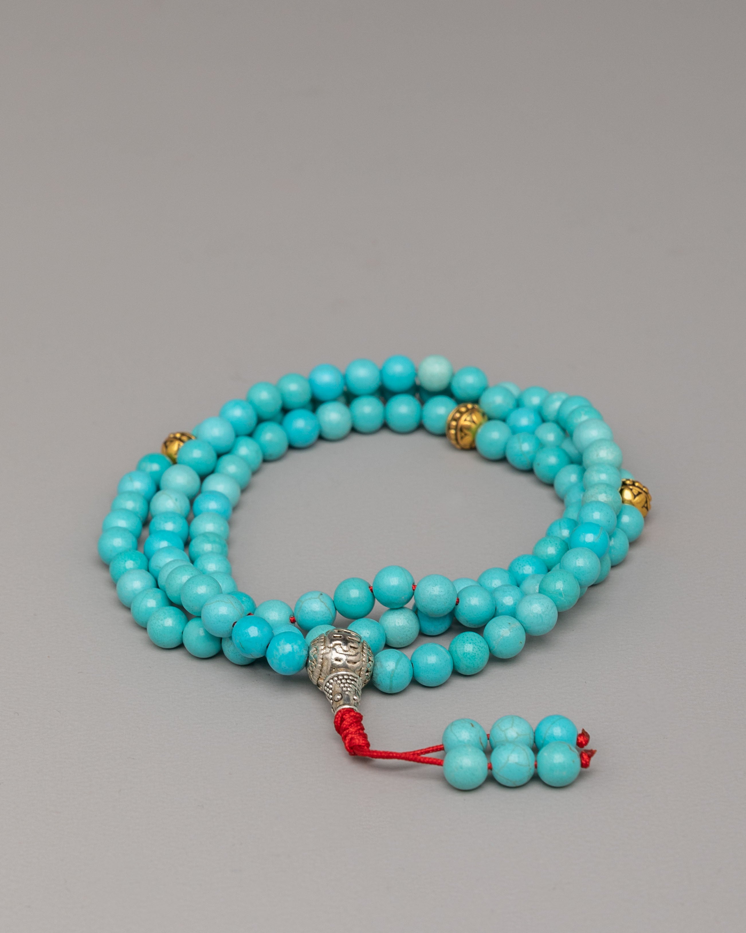 Turquoise Prayer Mala | Handmade Tibetan Beads