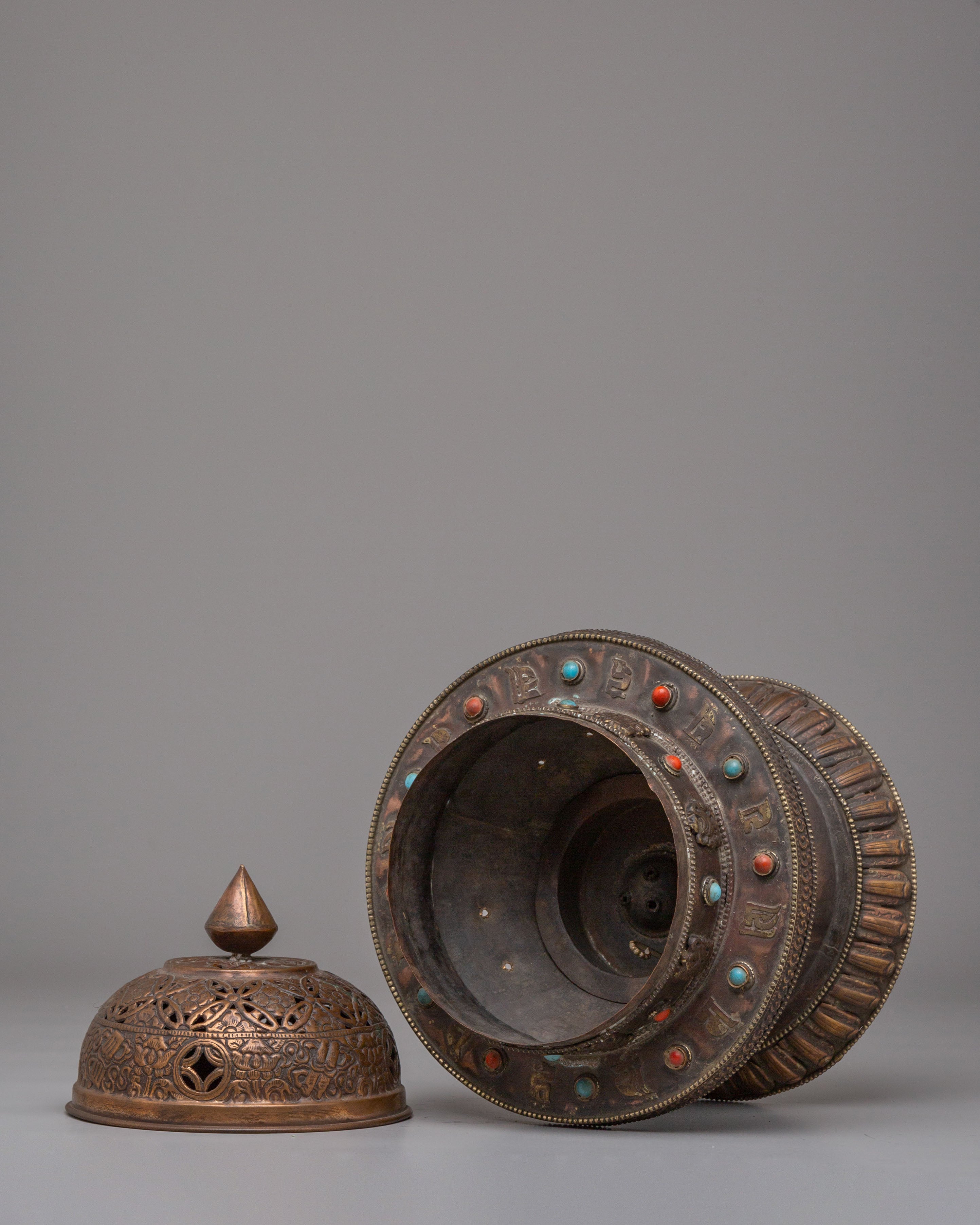 Incense Holder For Ritual | Copper Body With Gemstones