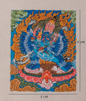 Yamantaka Thangka For Locket | Tibetan Buddhist Protection Deity