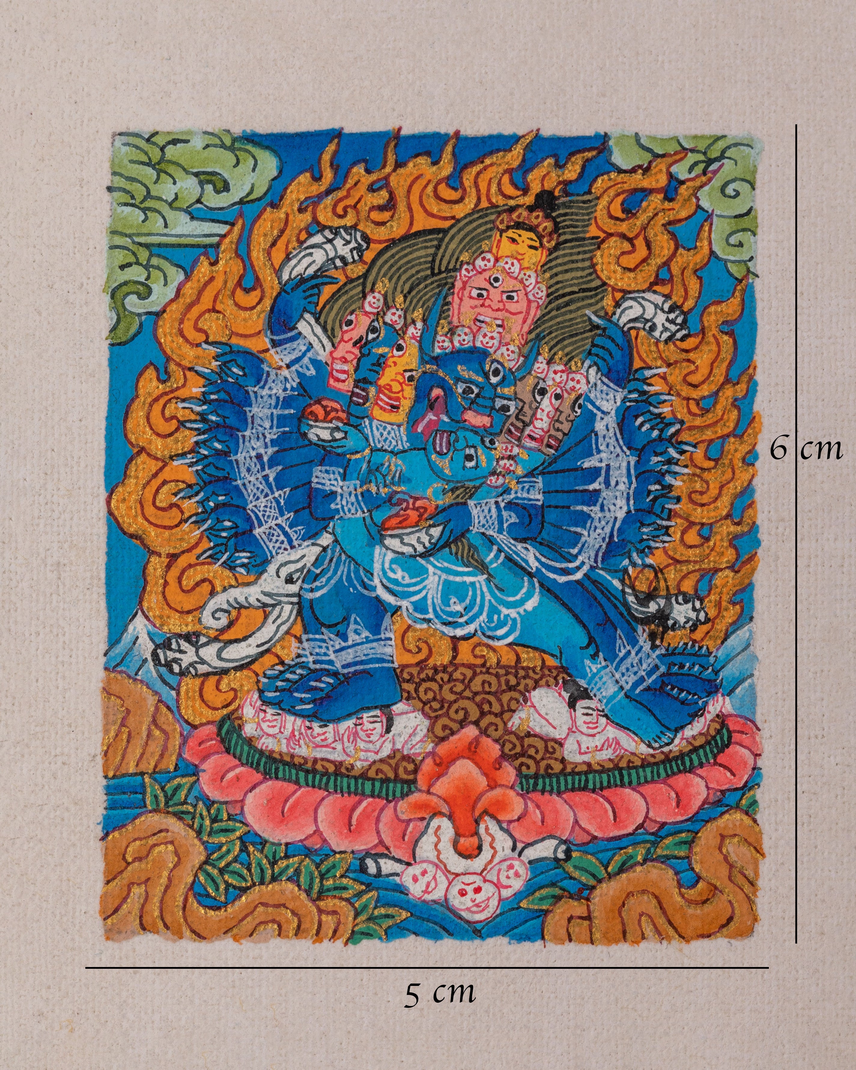 Yamantaka Thangka For Locket | Tibetan Buddhist Protection Deity