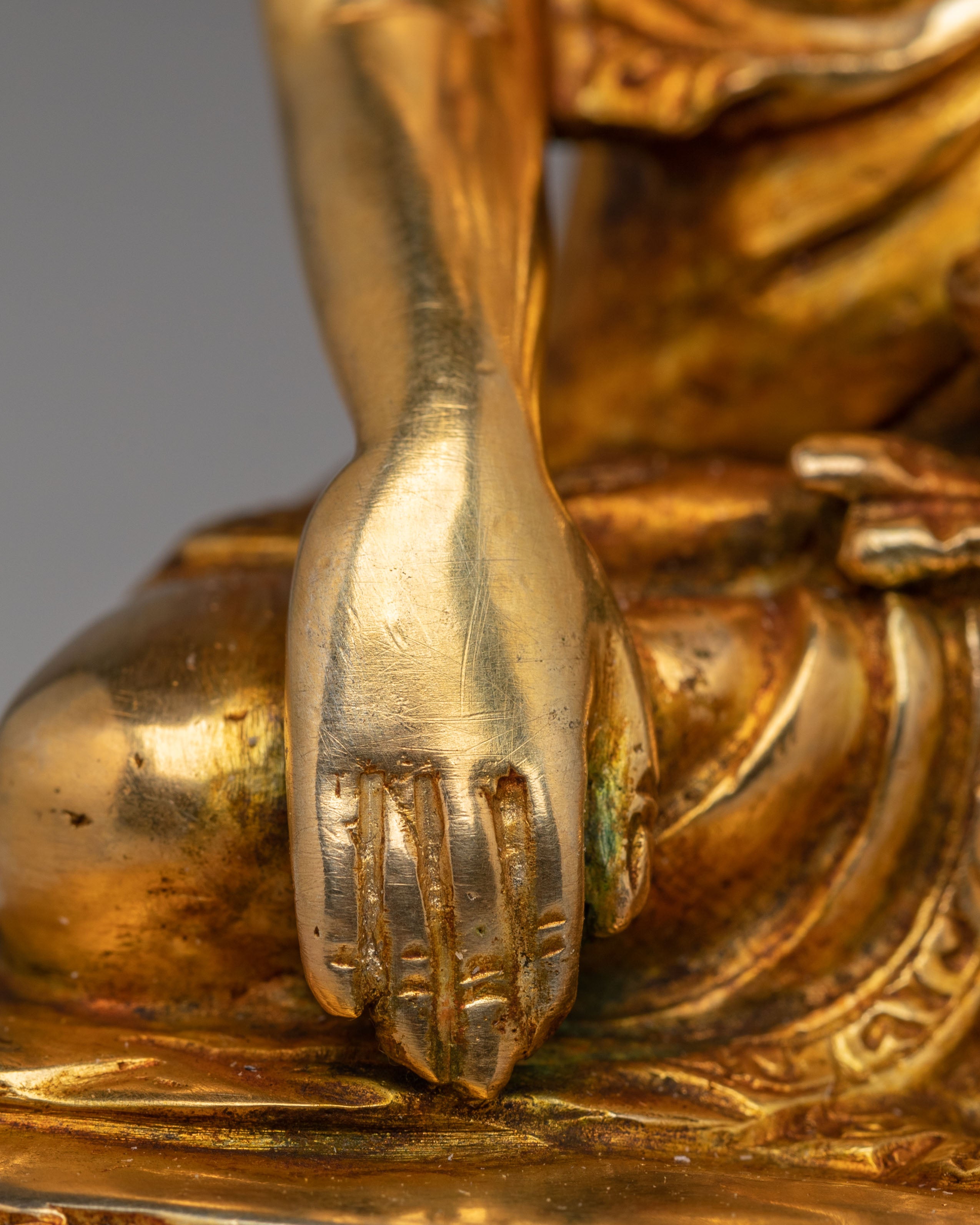 Scared Shakyamuni Buddha Sculpture | Gold Plated Meditation Altar Decor
