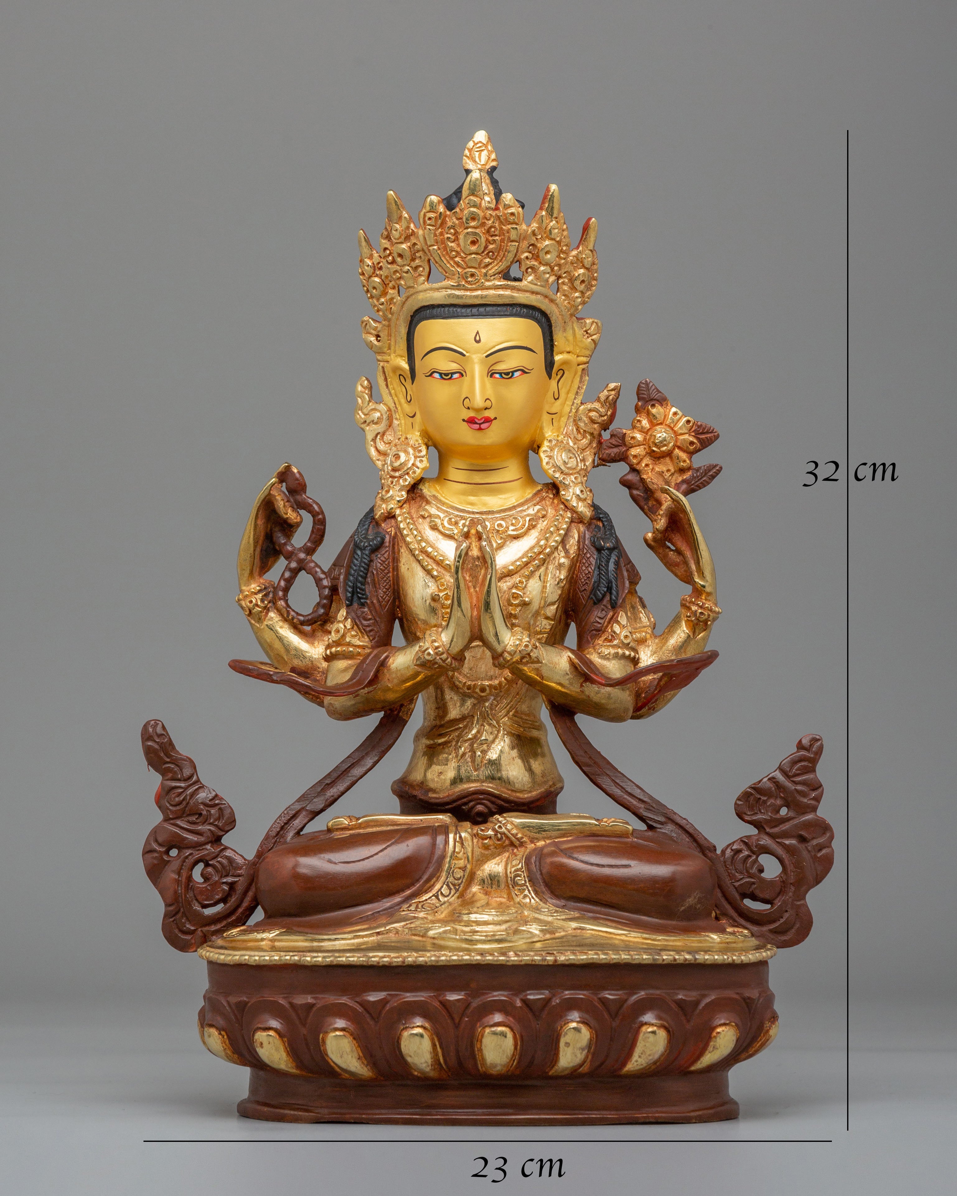 Sacred Tibetan Chenrezig Altar Figurine | Compassionate Bodhisattva Statue