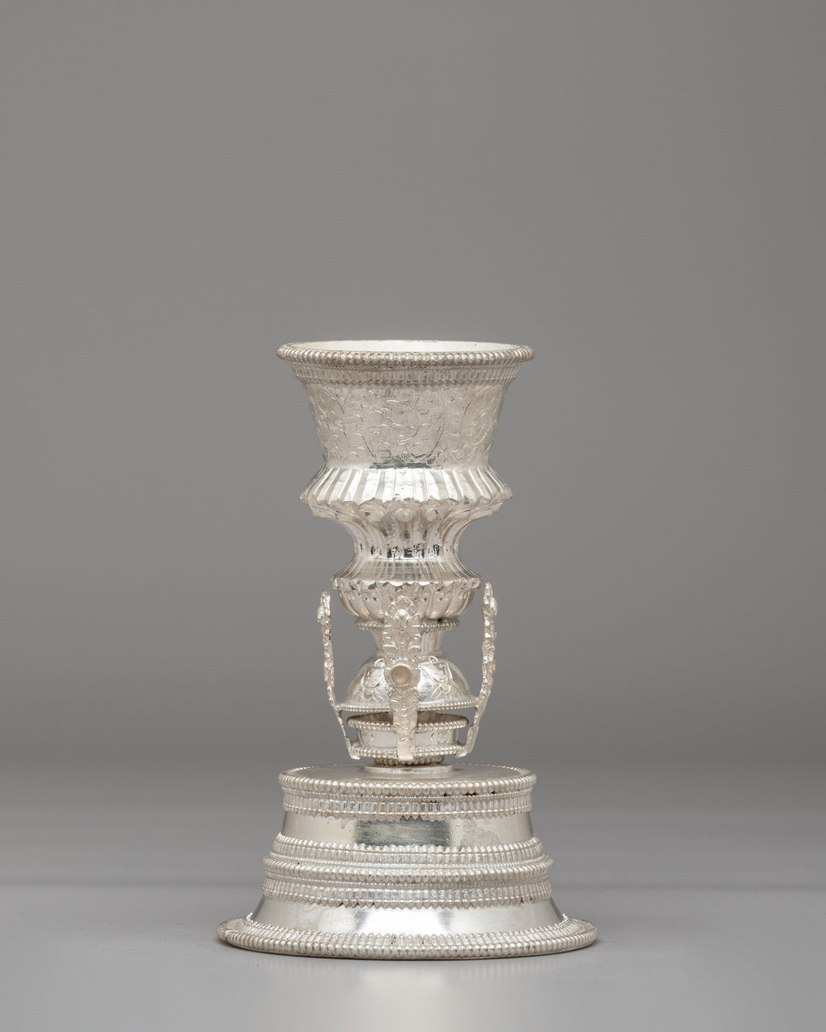 Himalayan Altar Butter Lamp Set | Silver Plated Buddhist Lamps