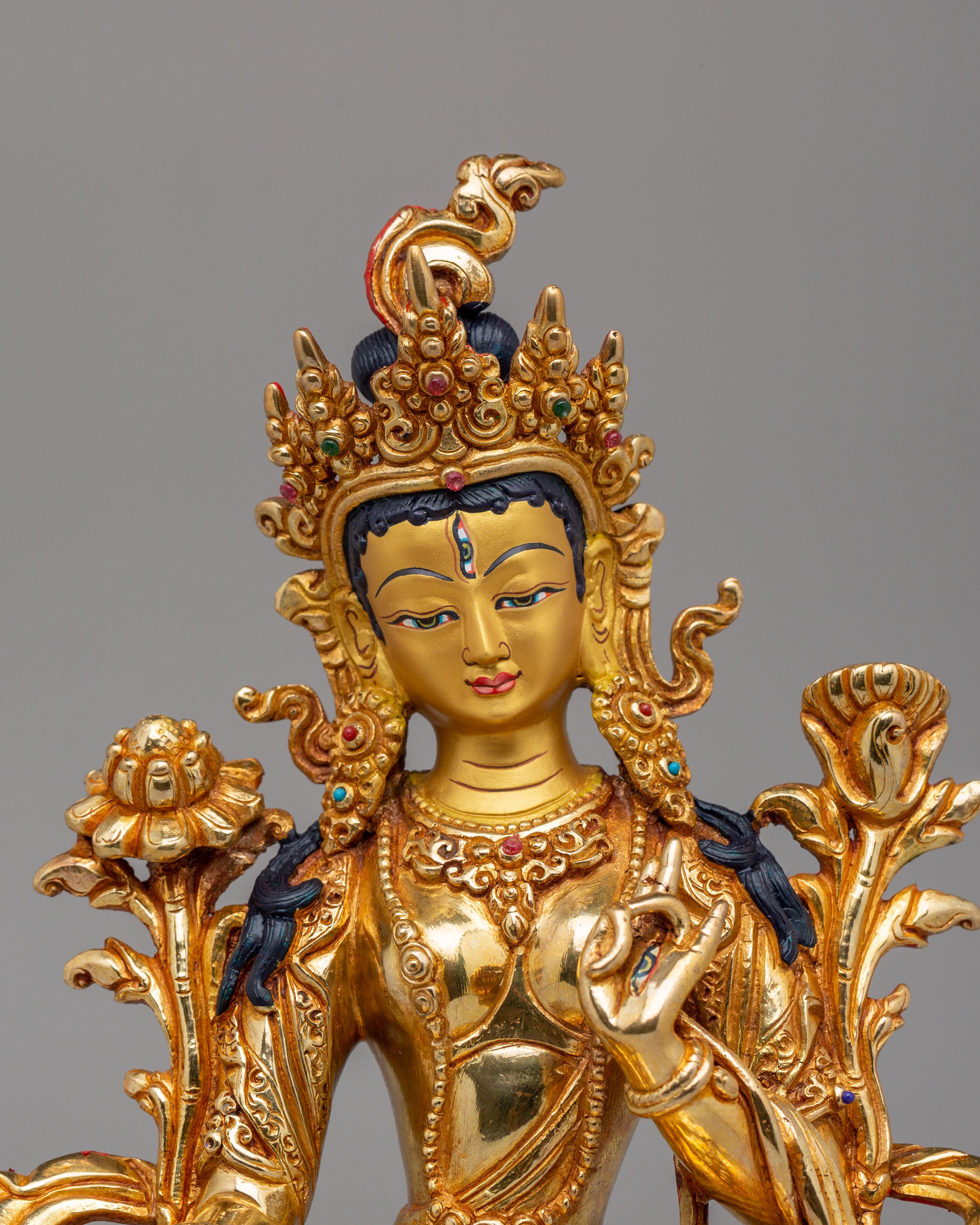 Traditional White Tara Statue | Handmade Tibetan Artwork