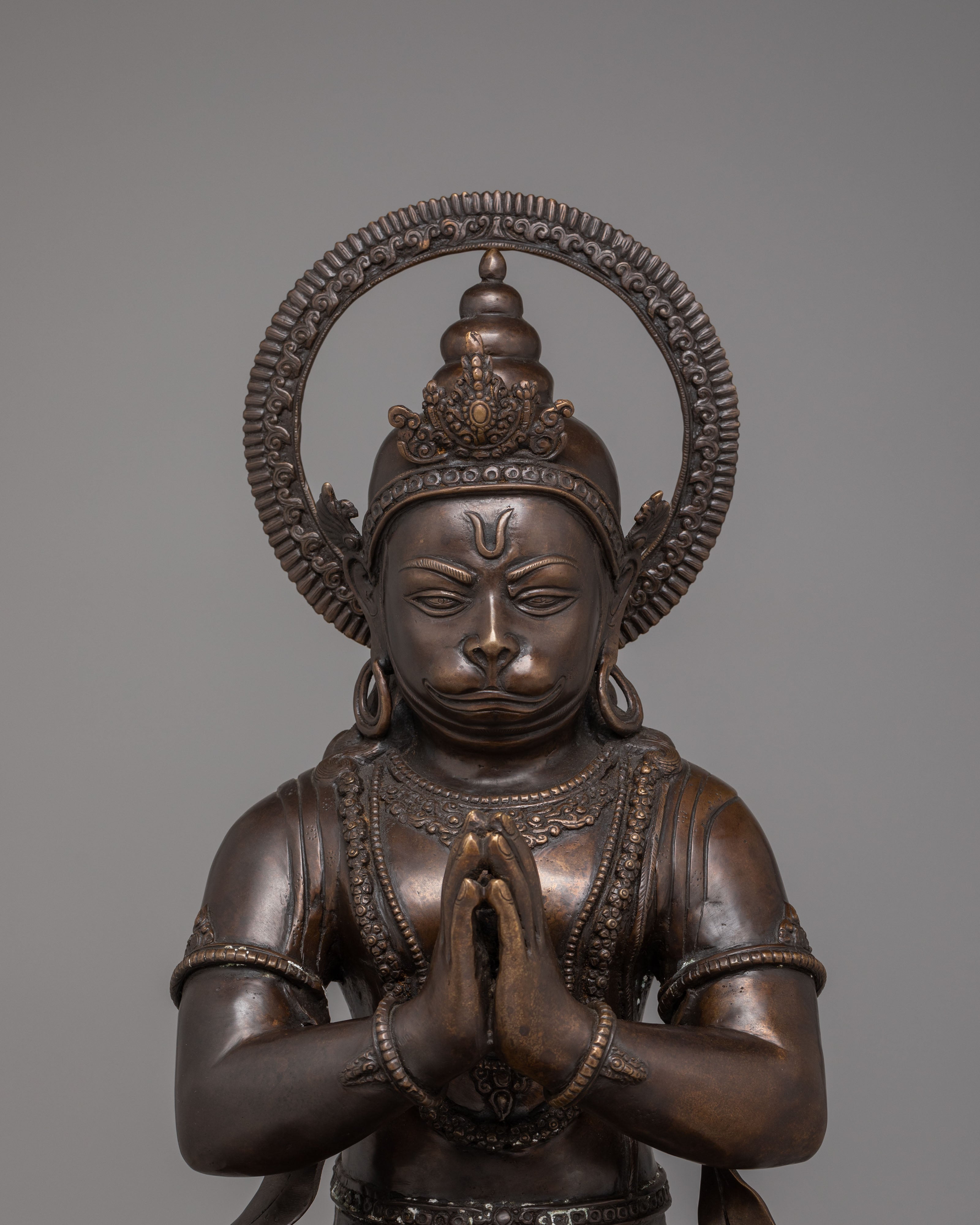 Sacred Handcrafted Hanuman Statue | Divine Bronze Hindu God Sculpture