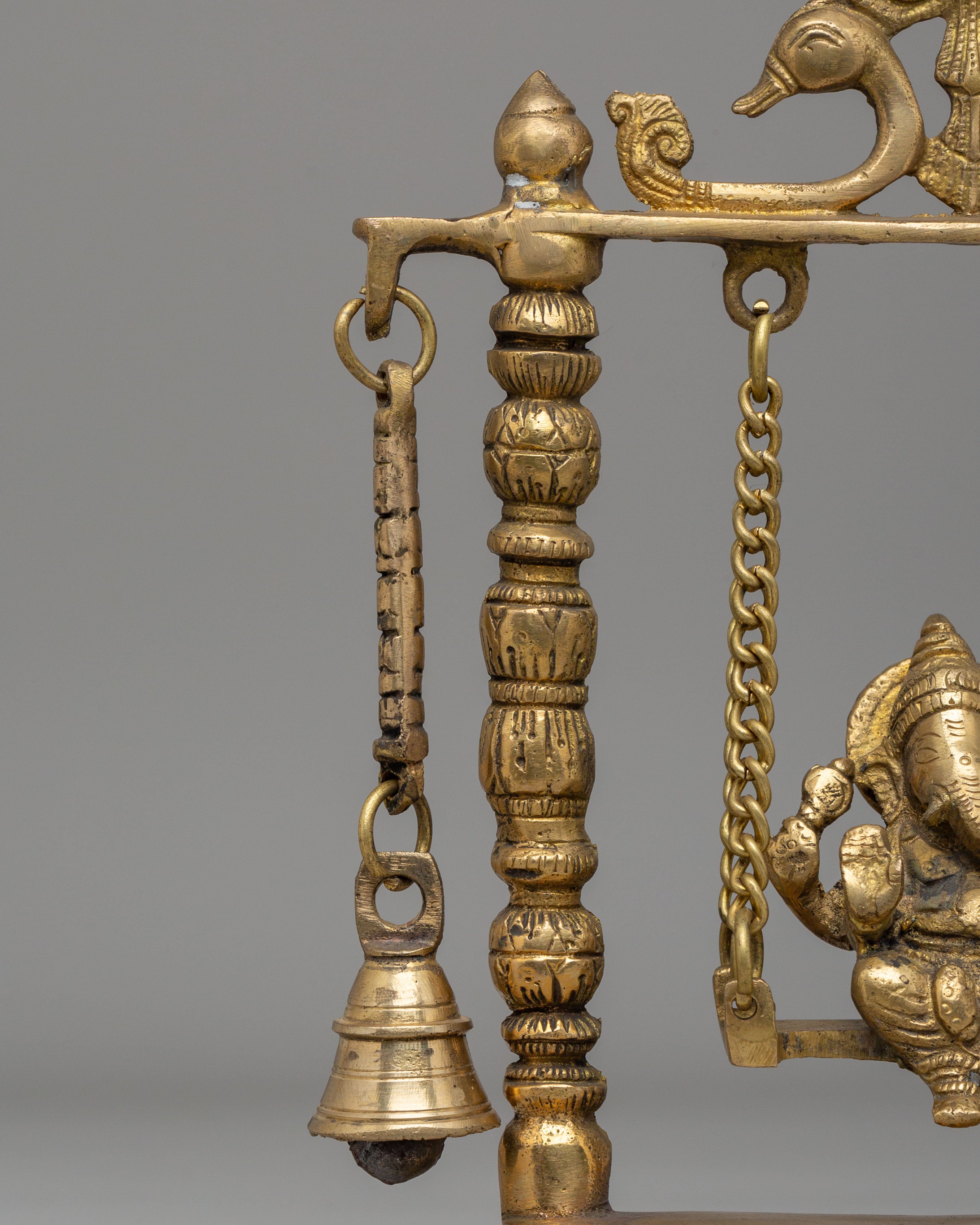 Handmade Ritual Ganesh on Swing | Brass Hindu God Figurine