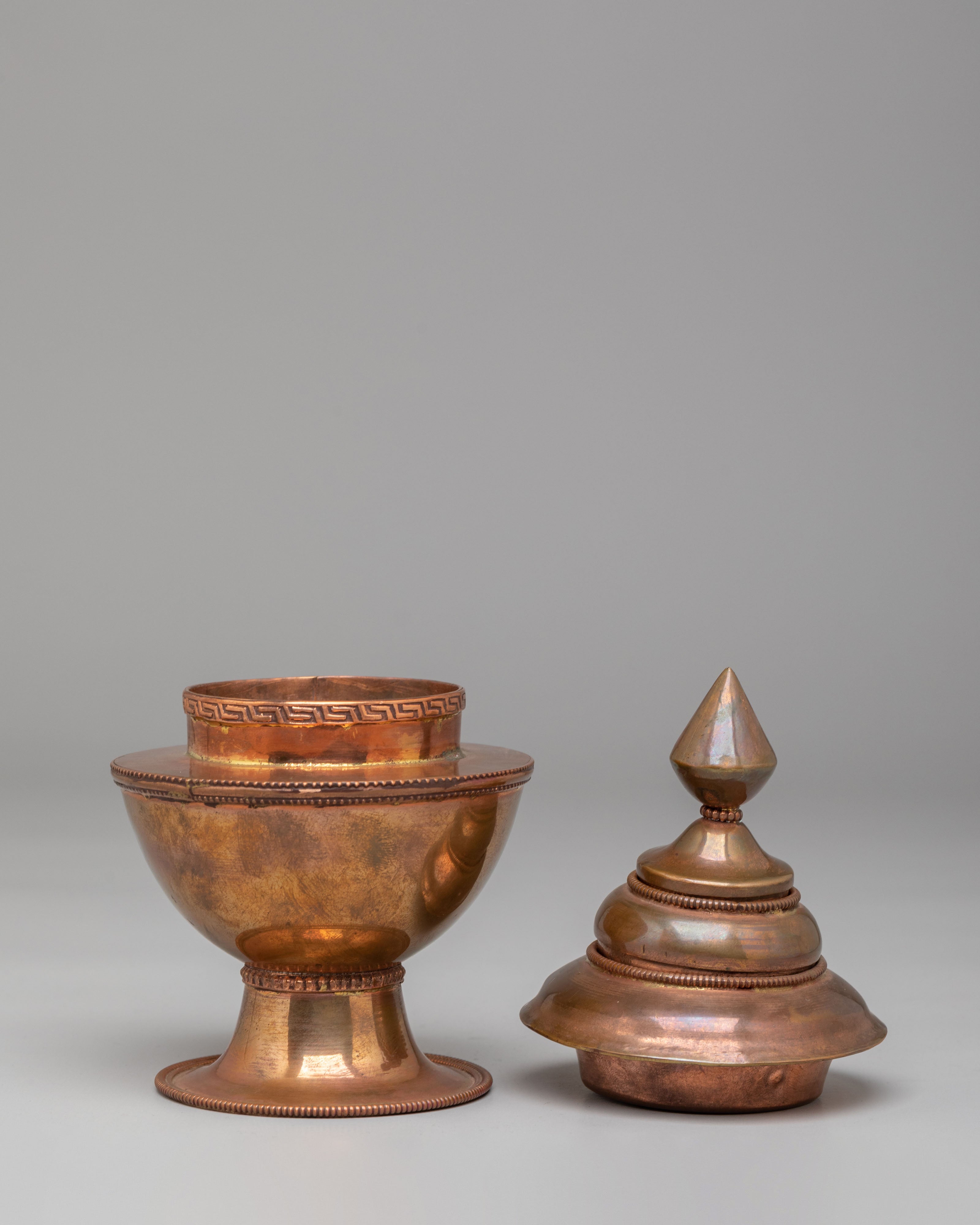 Sacred Rice Pot Vessel | Copper Buddhist Offering Container