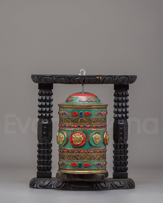 Handmade Tibetan Meditation Prayer Wheel | Spiritual Altar Decor