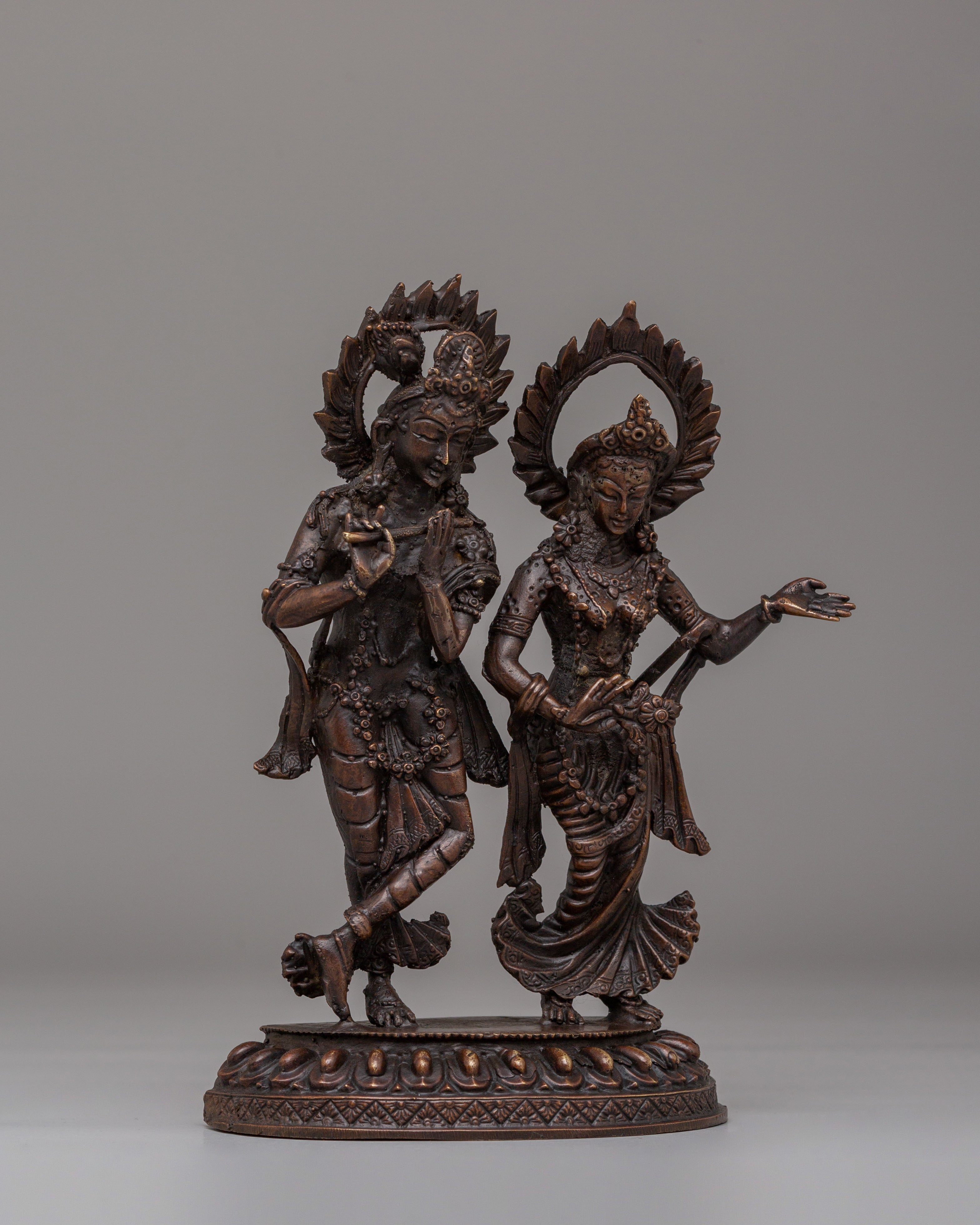 Traditional Sacred Radha Krishna Statue | Hindu Deity Figurine