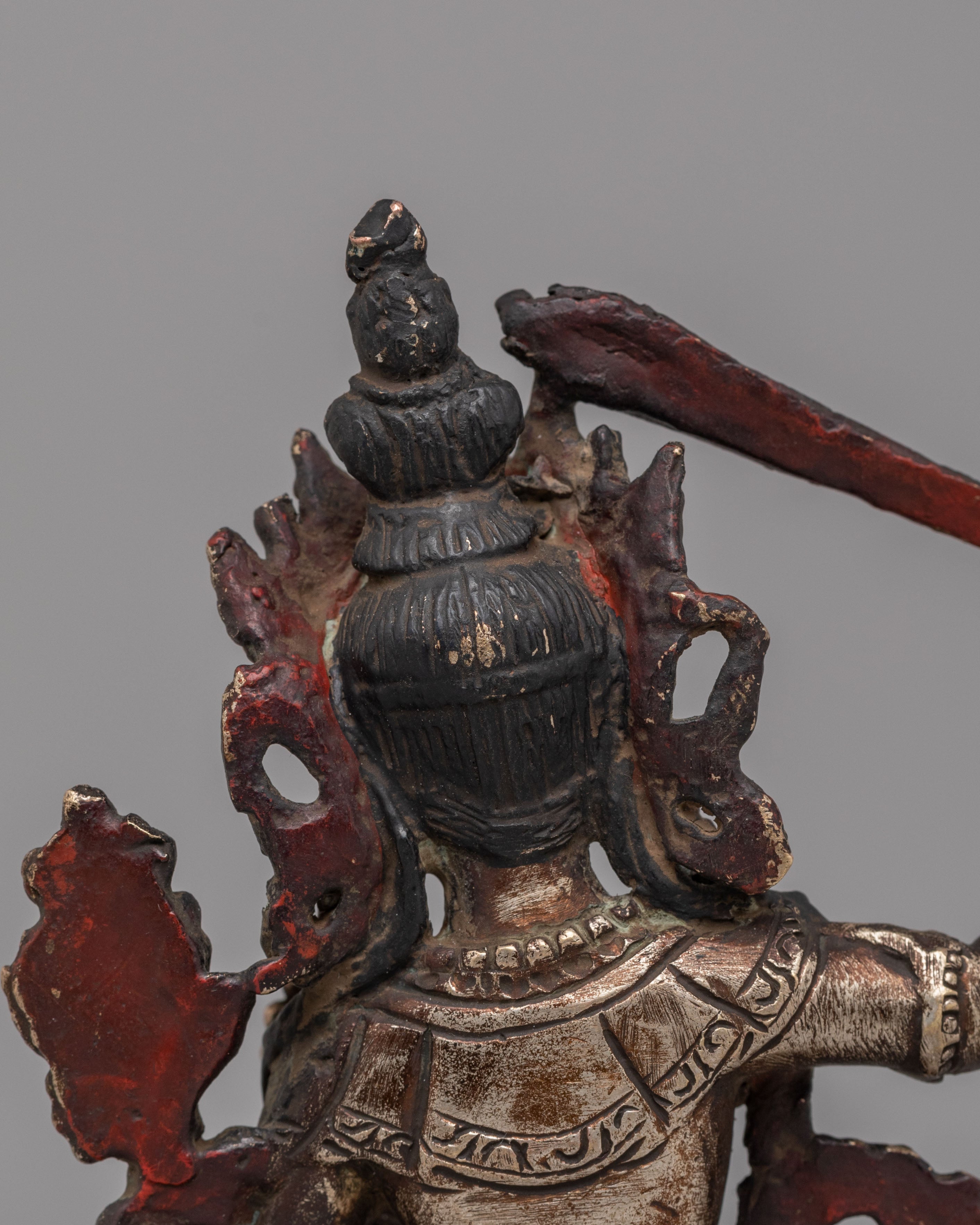 Himalayan Manjushri Statue for Shrine | Oxidized Brass Wisdom Deity