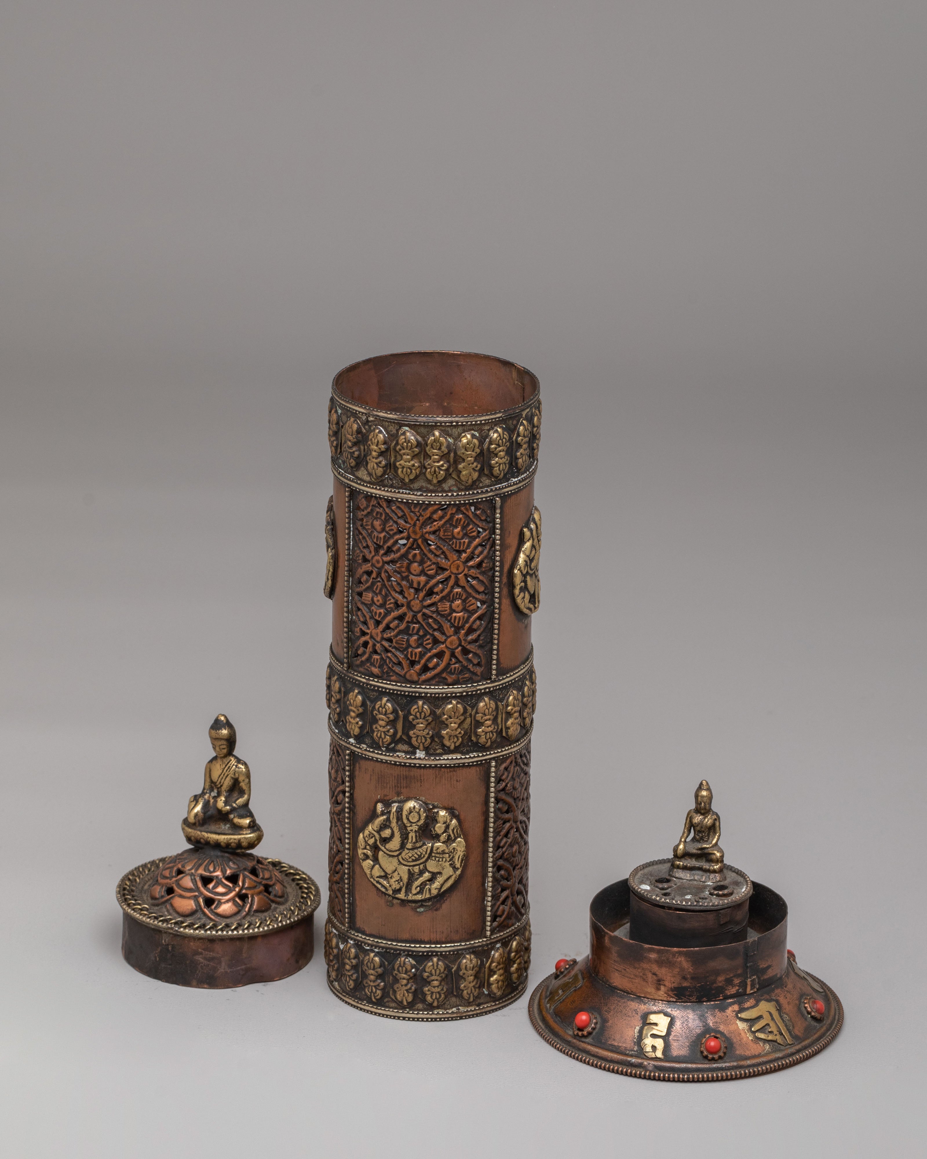Buddhist Incense Holder | Handcrafted Gemstone Inlaid Holder
