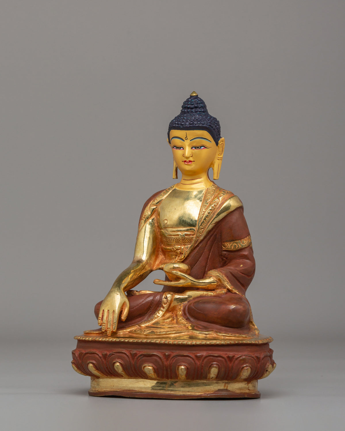 Sacred Shakyamuni Buddha Statue | 24K Gold Plated Buddhist Altar Decor
