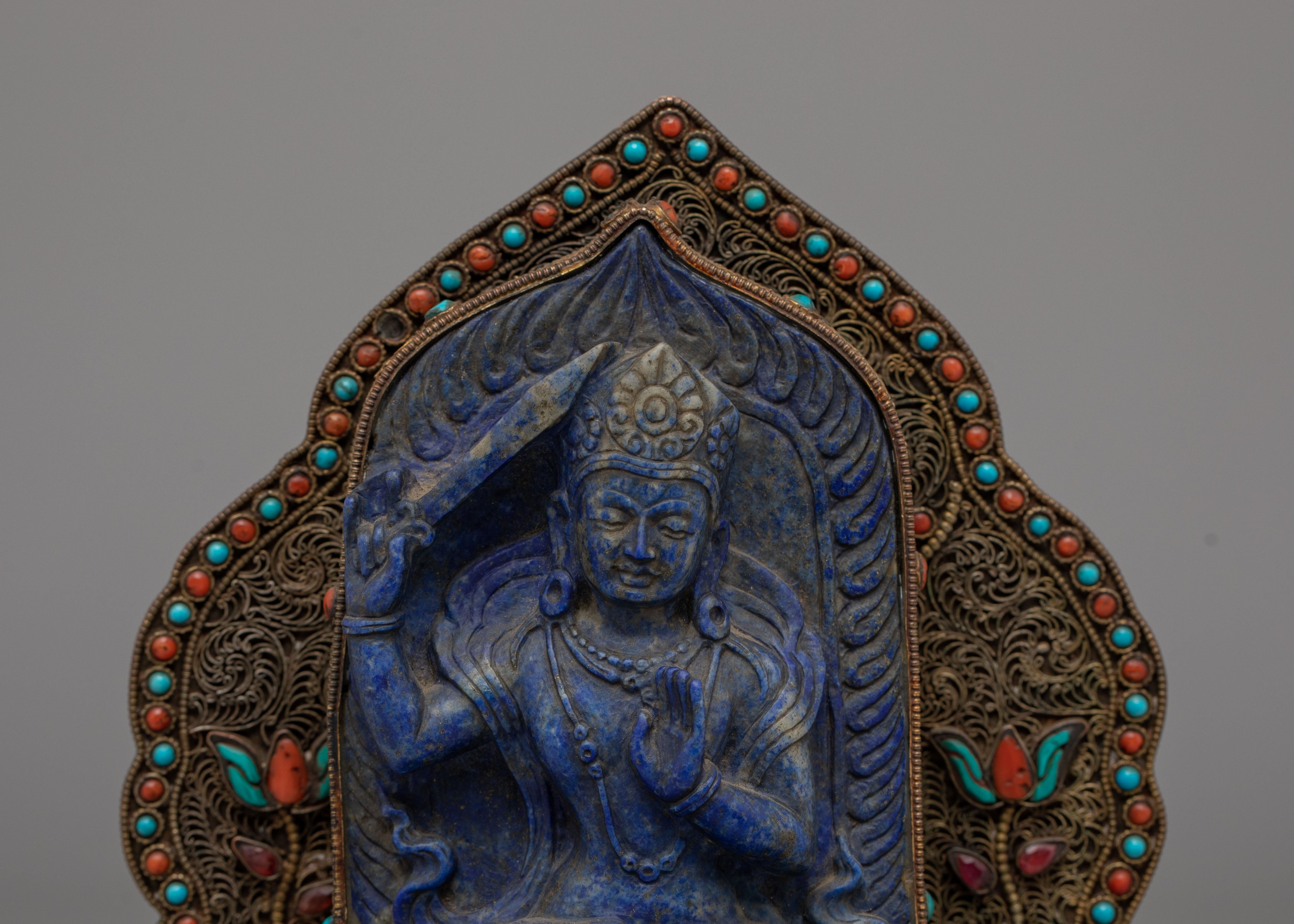 Himalayan Sacred Manjushri Statue | Traditional Buddhist Deity of Wisdom