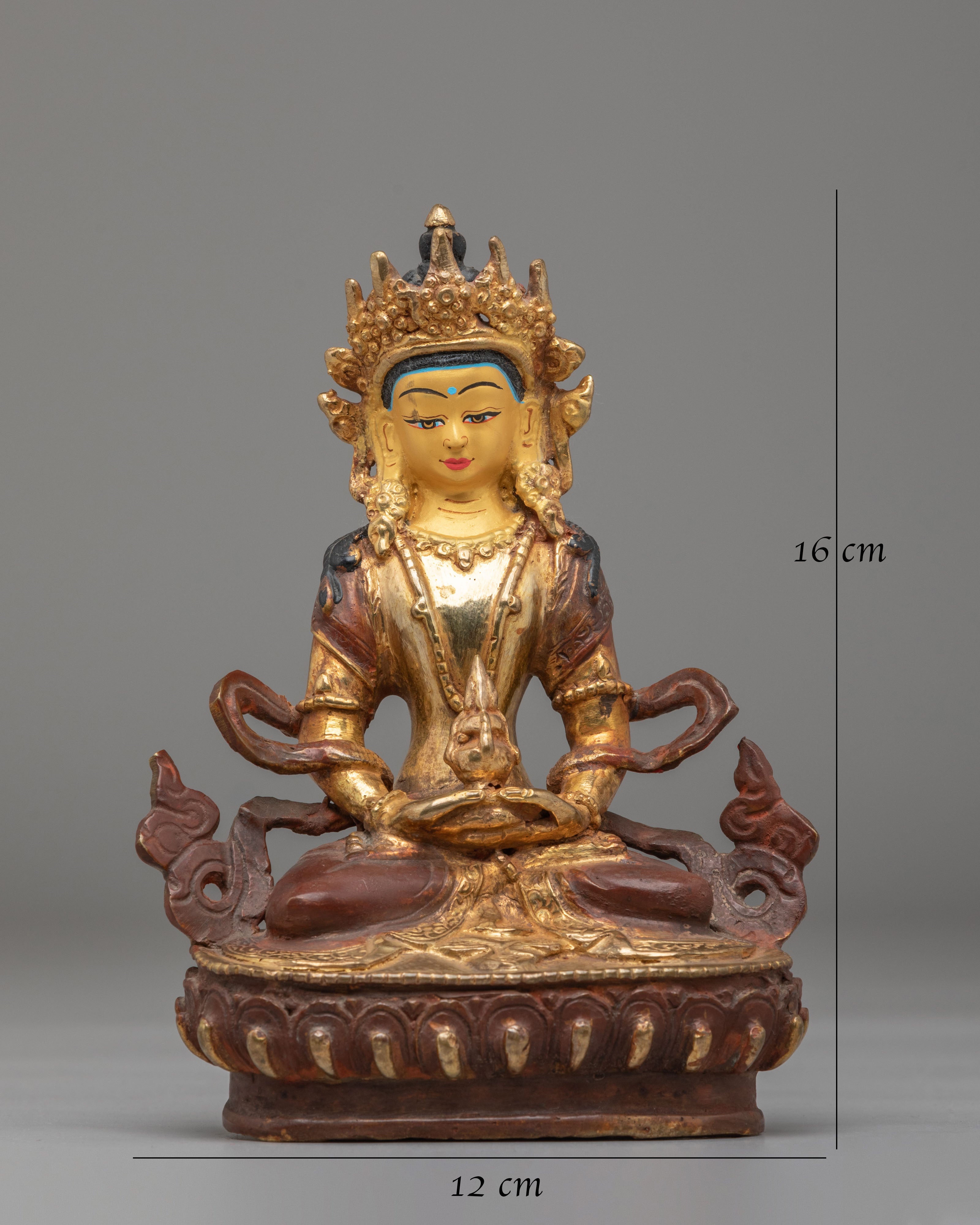 Buddhist Long Life Amitayus Statue | 24K Gold Plated Tibetan Deity
