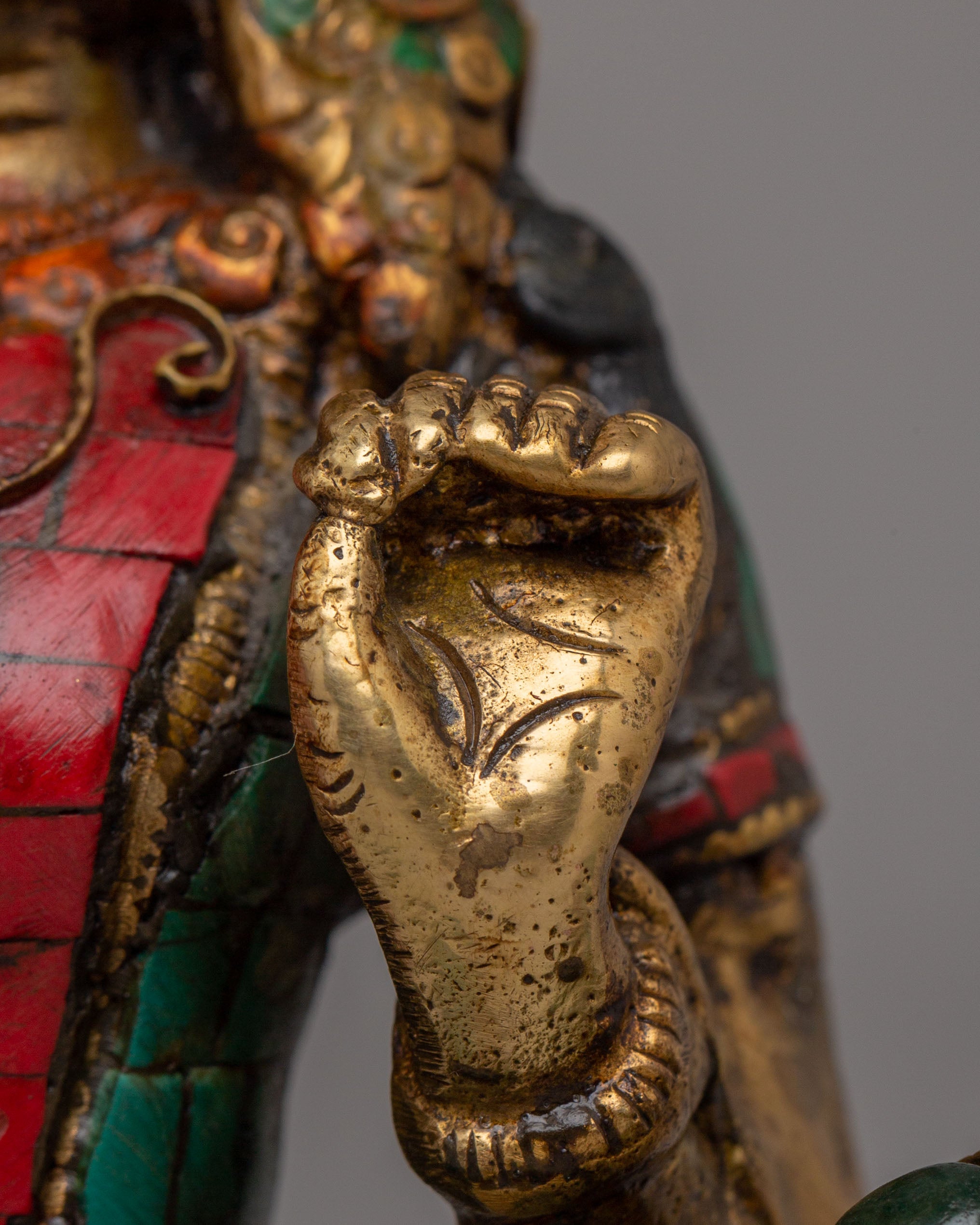Traditional Tara Deity Statue | Green Tara Goddess Sculpture with Turquoise