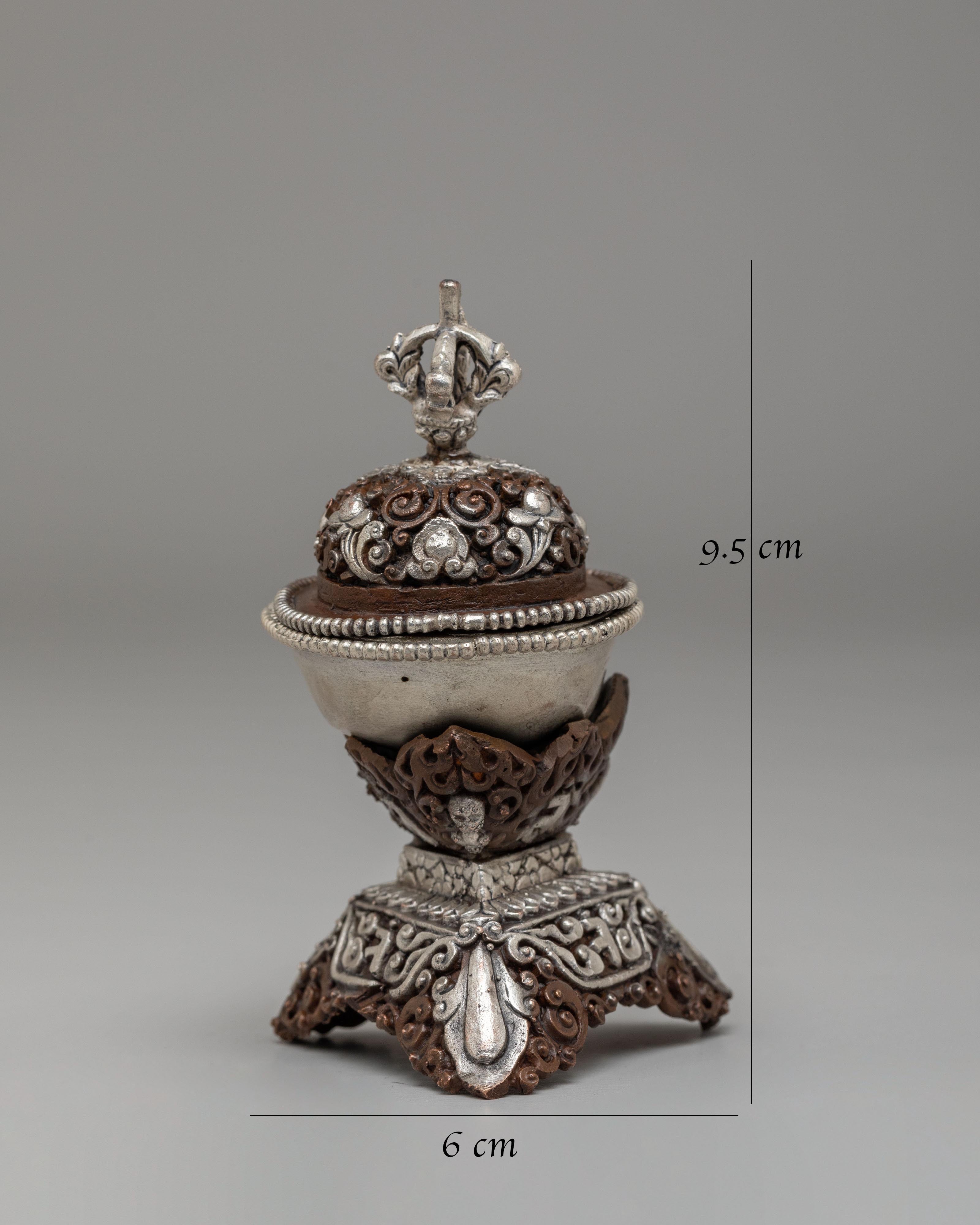Spiritual Skull Offering Kapala | Oxidized Copper Silver Plated Ritual Vessel
