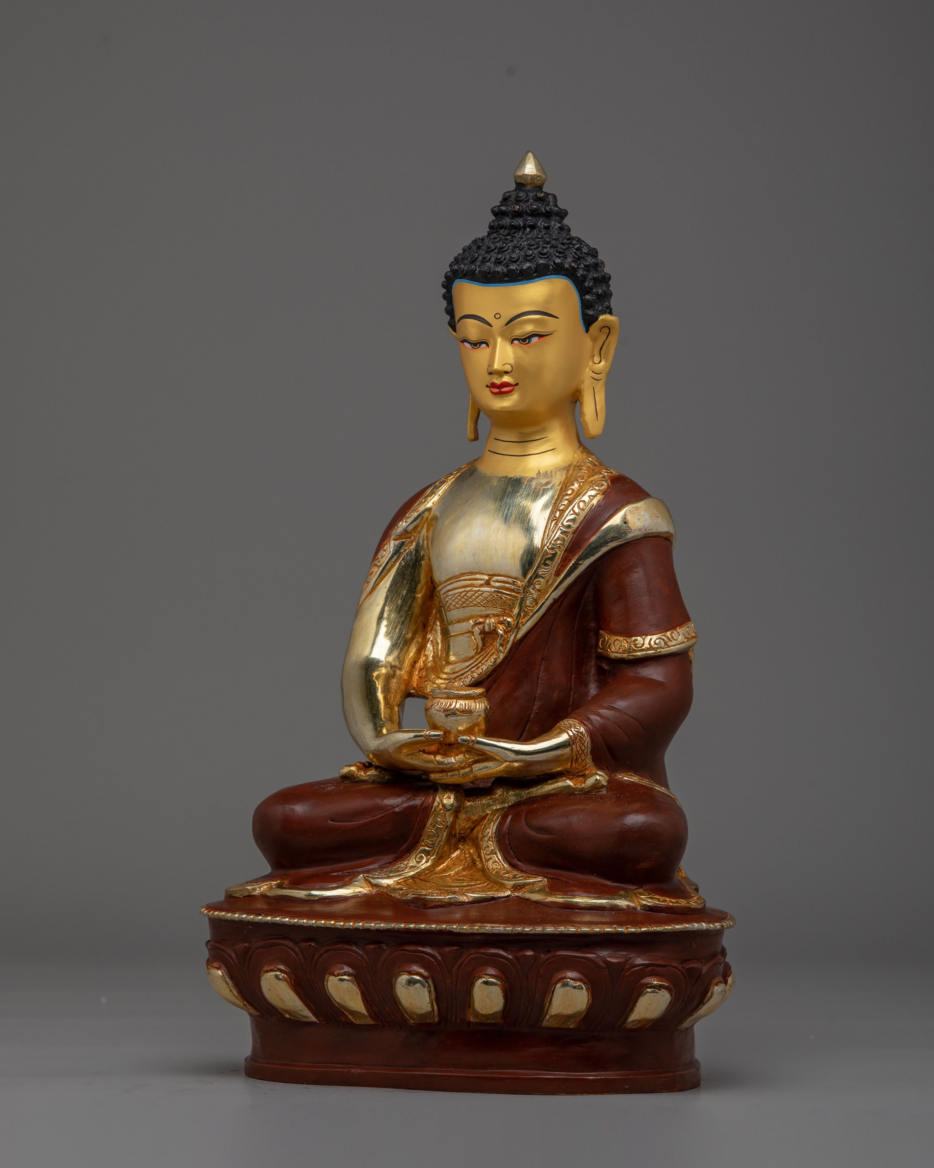Himalayan Amitabha Meditation Statue | Gold-Plated Copper for Serene Decor