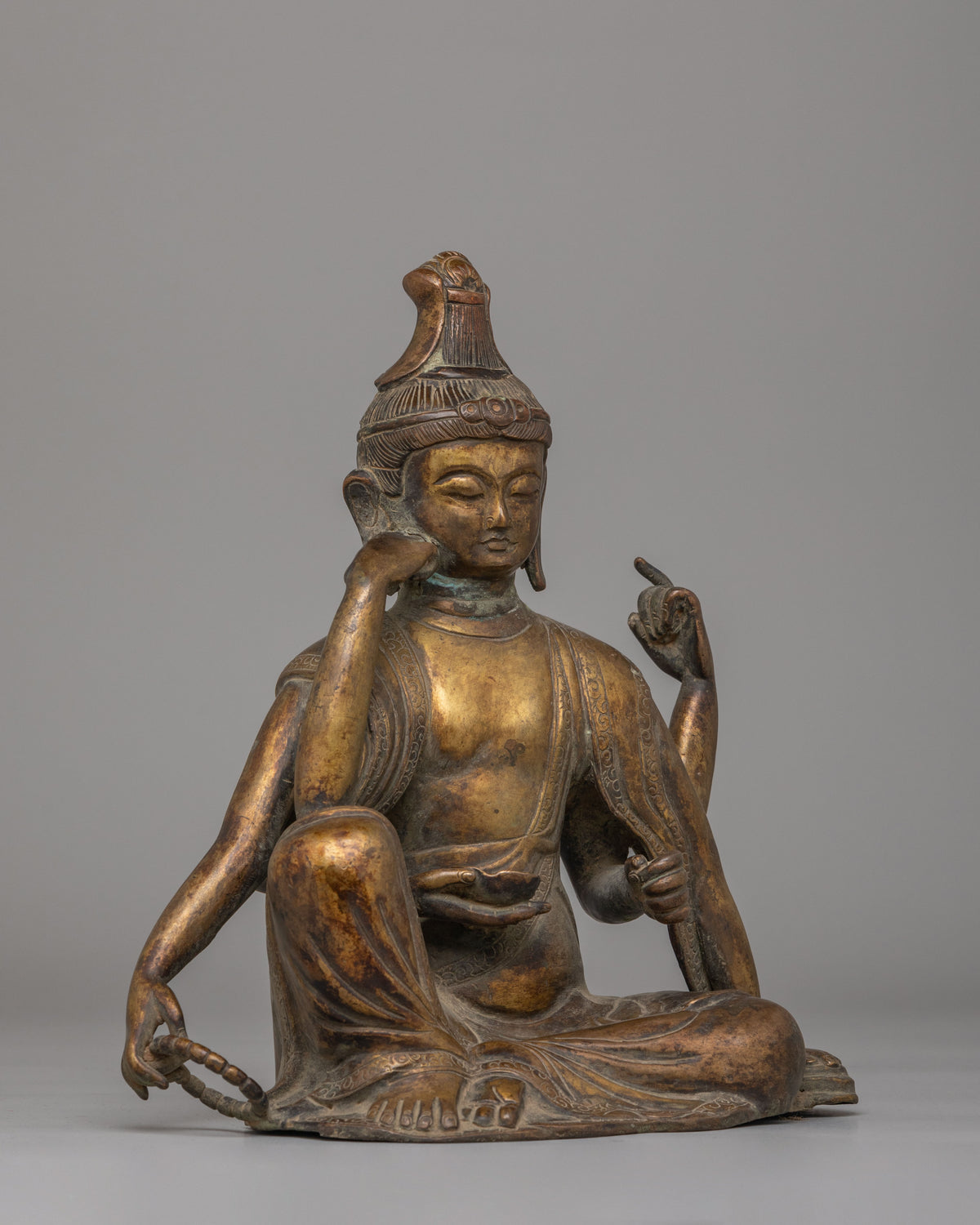 Sacred Nyoirin Kannon Statue | Buddhist Deity Figurine for Spiritual Decor