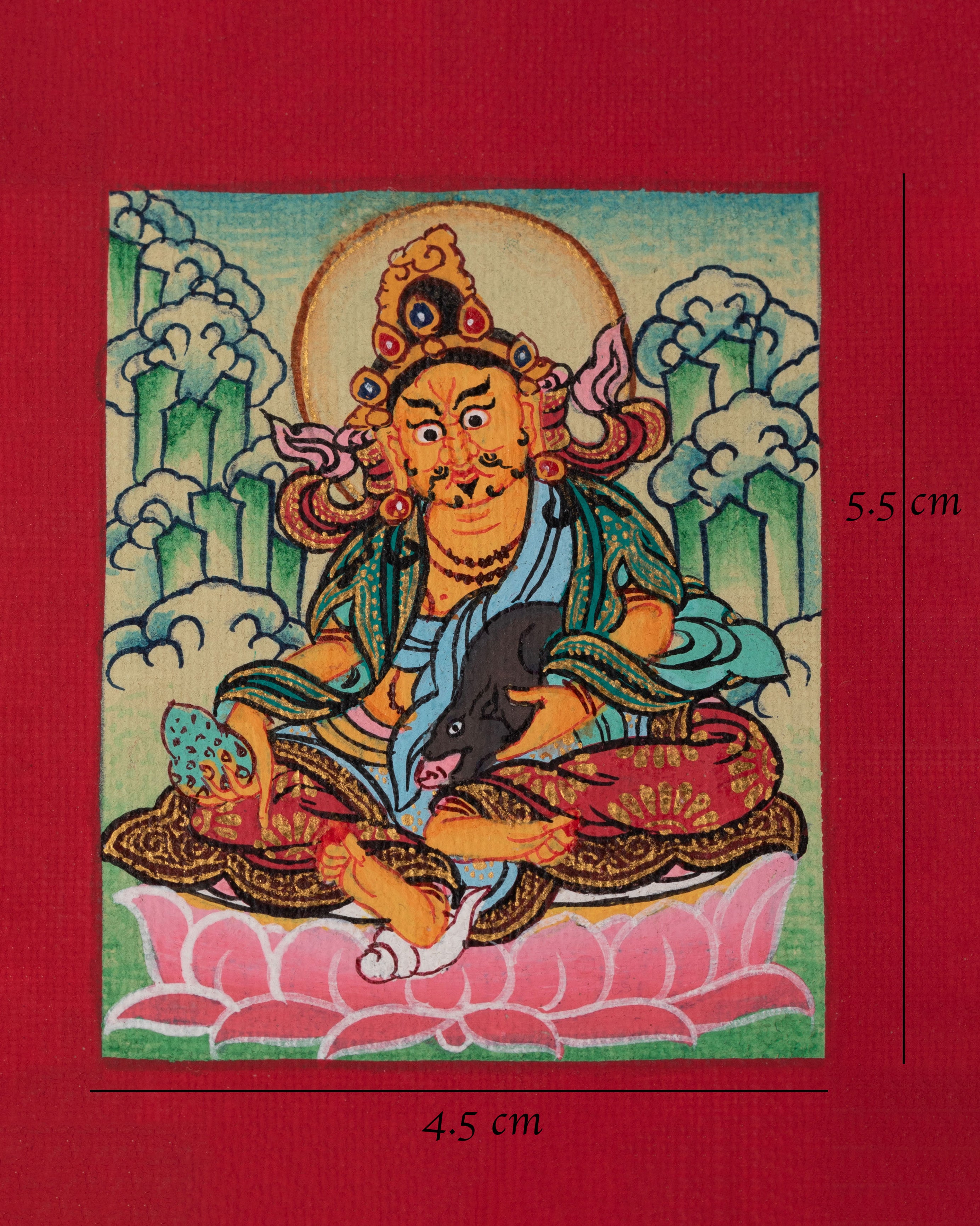 Tibetan Dzambhala Thangka for Locket | Wealth Deity