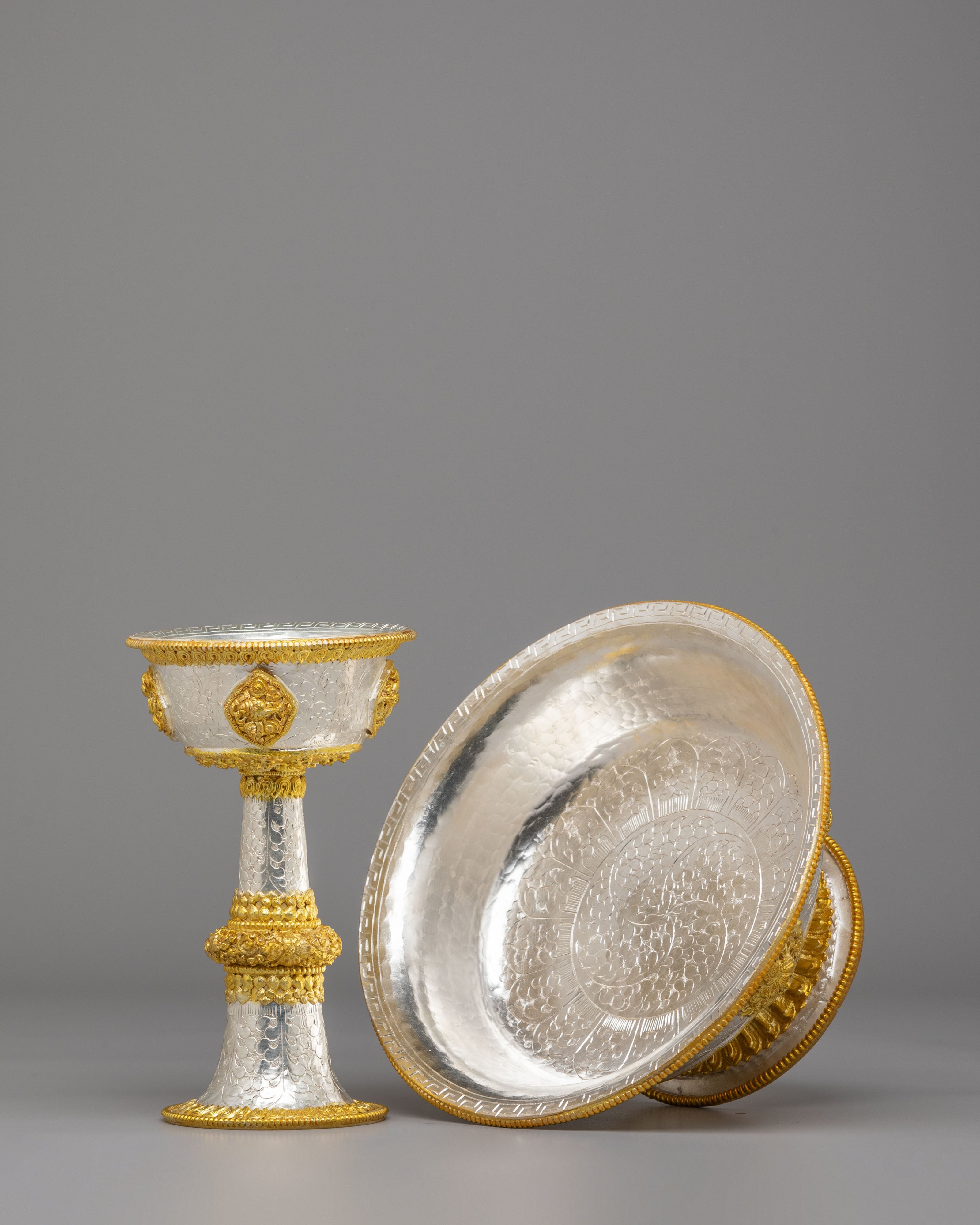 Handmade Serkyem Offering Set | Buddhist Ritual Vessels for Altar and Meditation