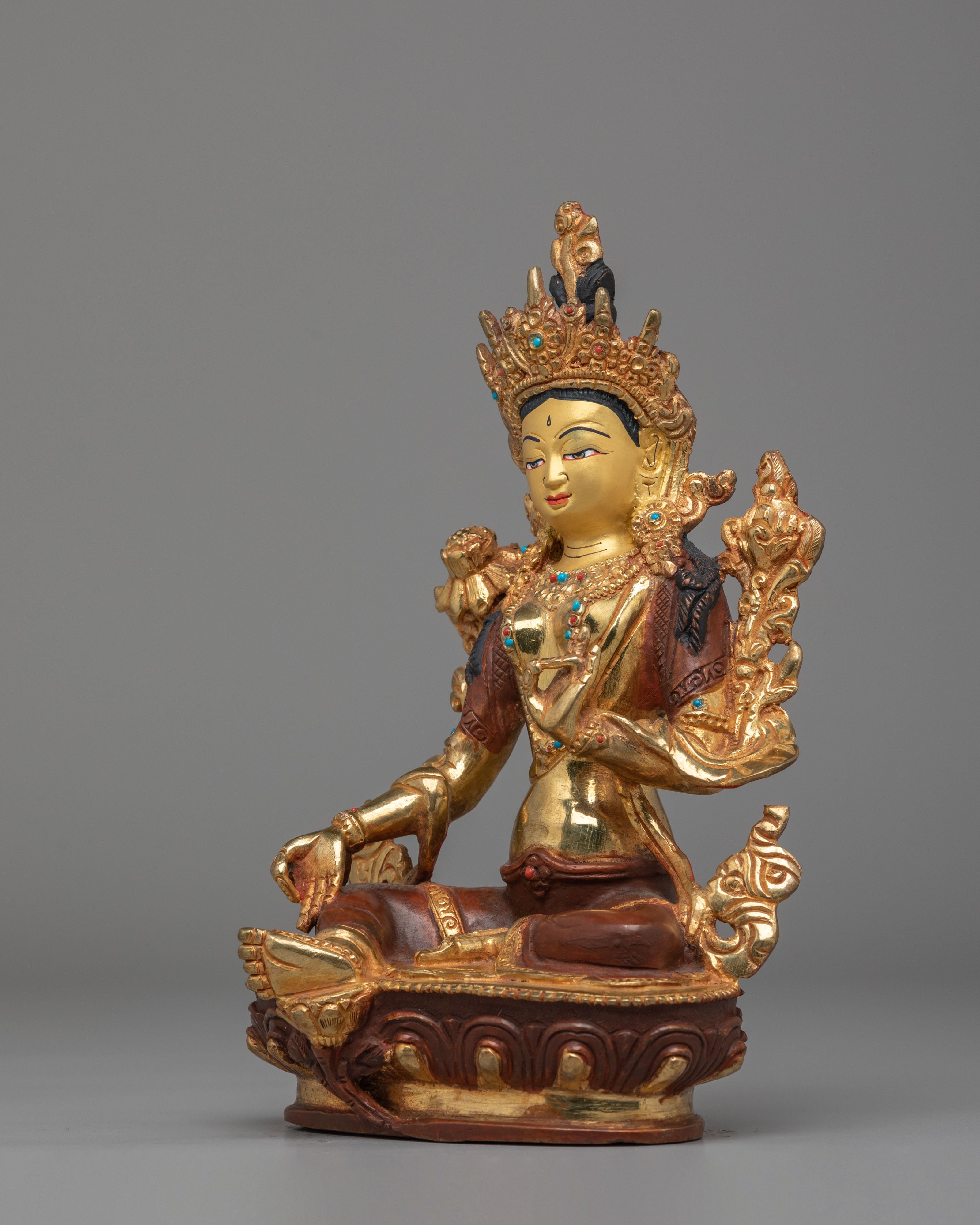 Buddhist Green Tara Deity Statue | Handmade Tibetan Art