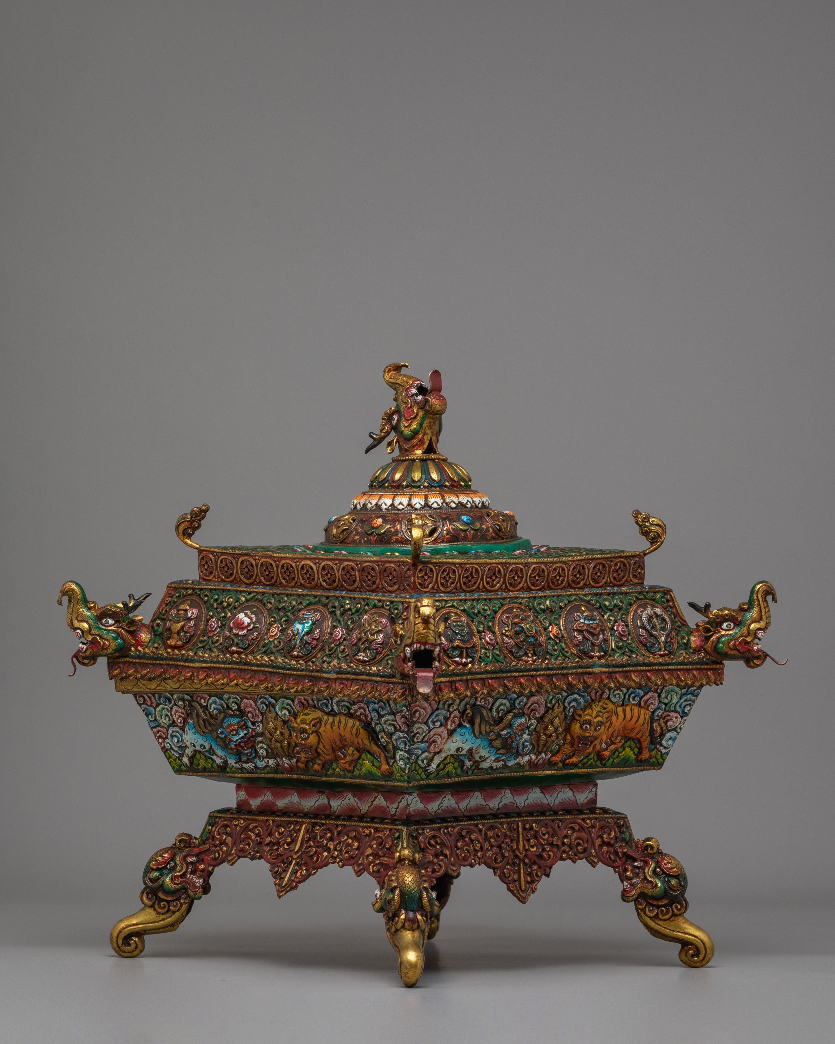 Handcrafted Ceremonial Incense Burner | Gold and Acrylic Color